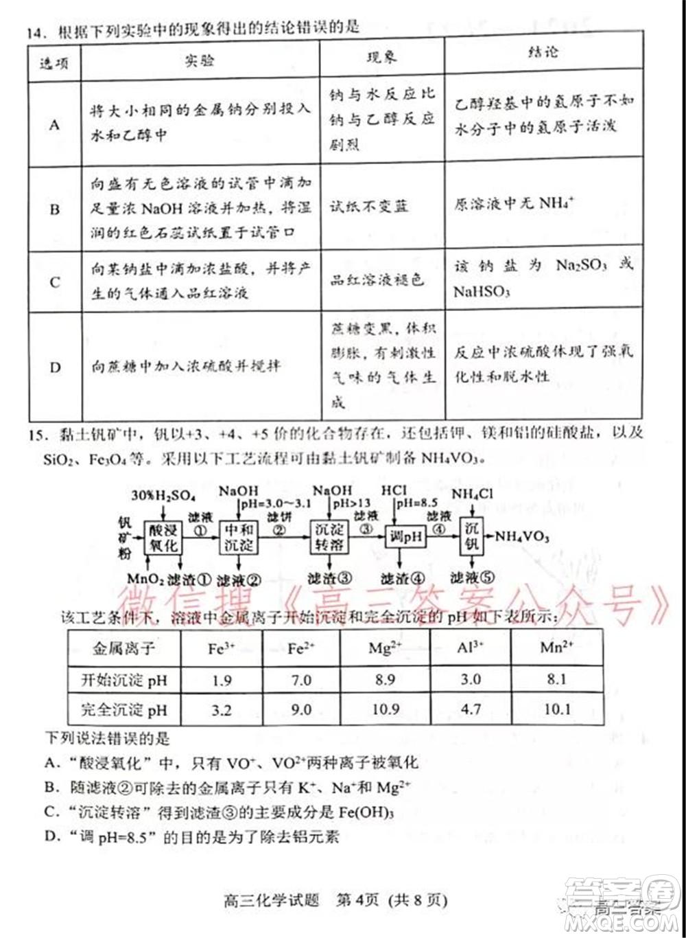 山東2021-2022學(xué)年度高三階段性監(jiān)測(cè)化學(xué)試題及答案