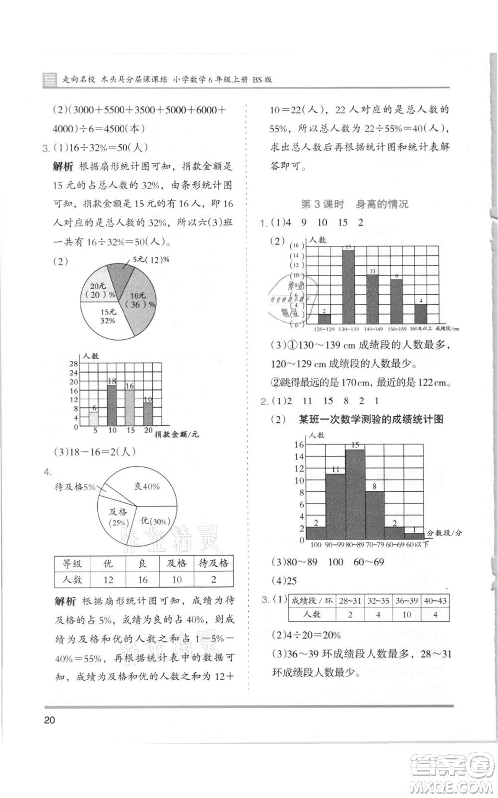 湖南師范大學(xué)出版社2021木頭馬分層課課練六年級(jí)上冊數(shù)學(xué)北師大版參考答案