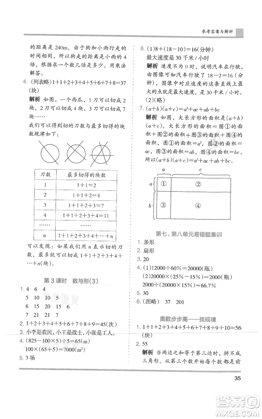 湖南師范大學(xué)出版社2021木頭馬分層課課練六年級(jí)上冊(cè)數(shù)學(xué)人教版浙江專(zhuān)版參考答案