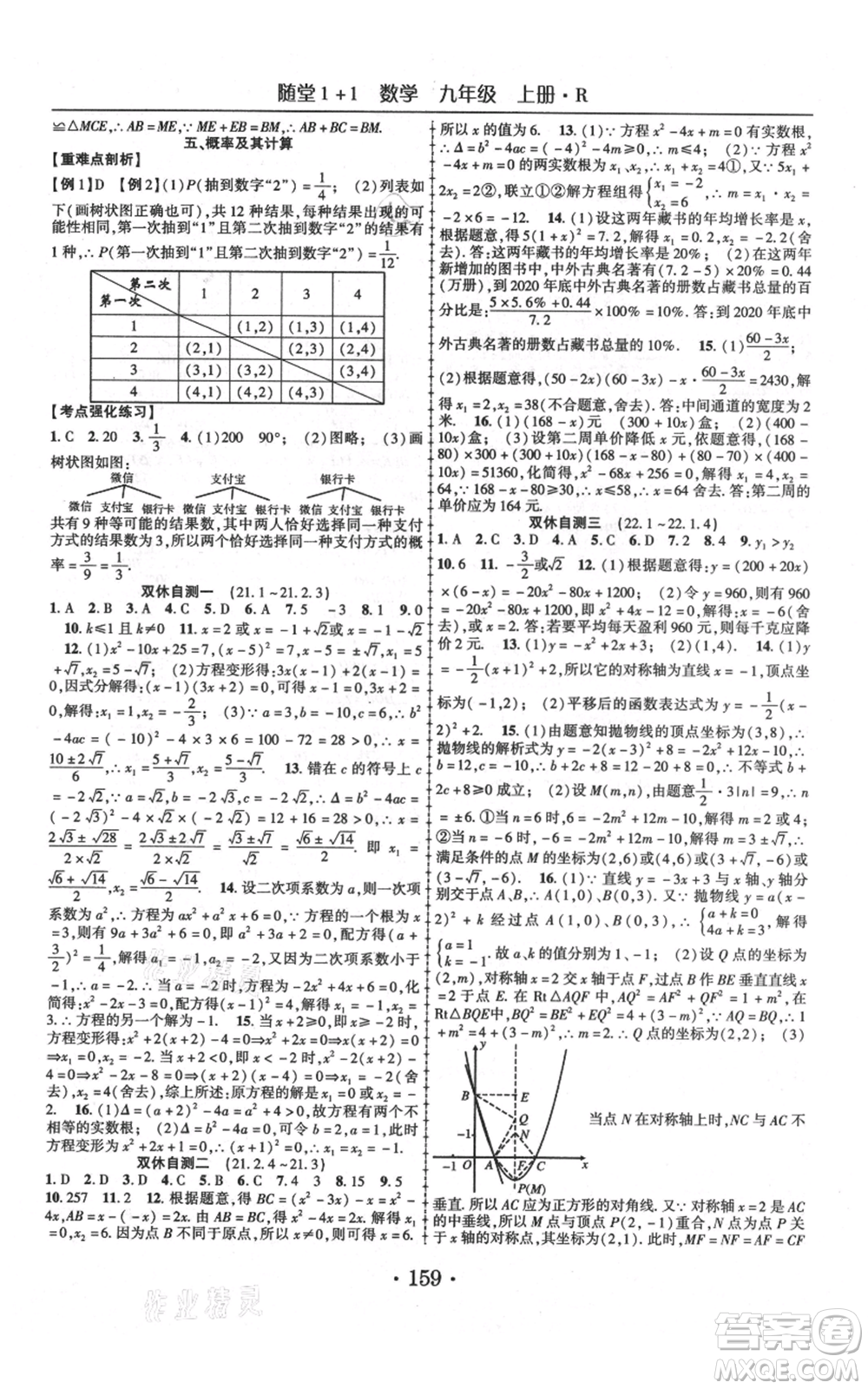 云南美術出版社2021隨堂1+1導練九年級上冊數學人教版參考答案