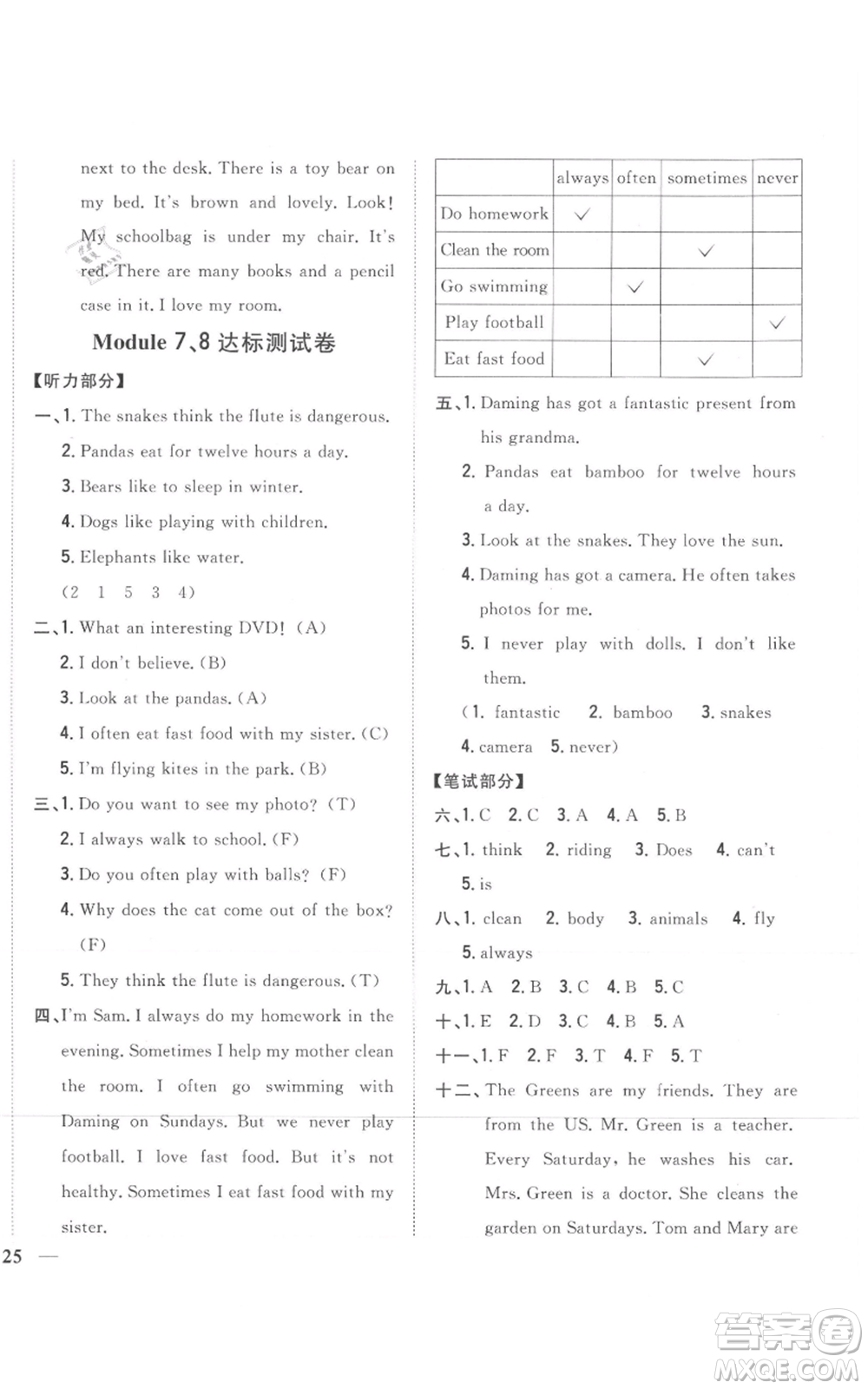 吉林人民出版社2021全科王同步課時(shí)練習(xí)六年級(jí)上冊(cè)英語(yǔ)外研版參考答案