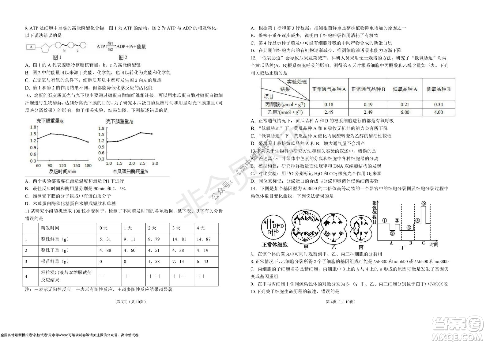 湖北省部分重點中學2022屆高三10月聯(lián)考生物試題及答案