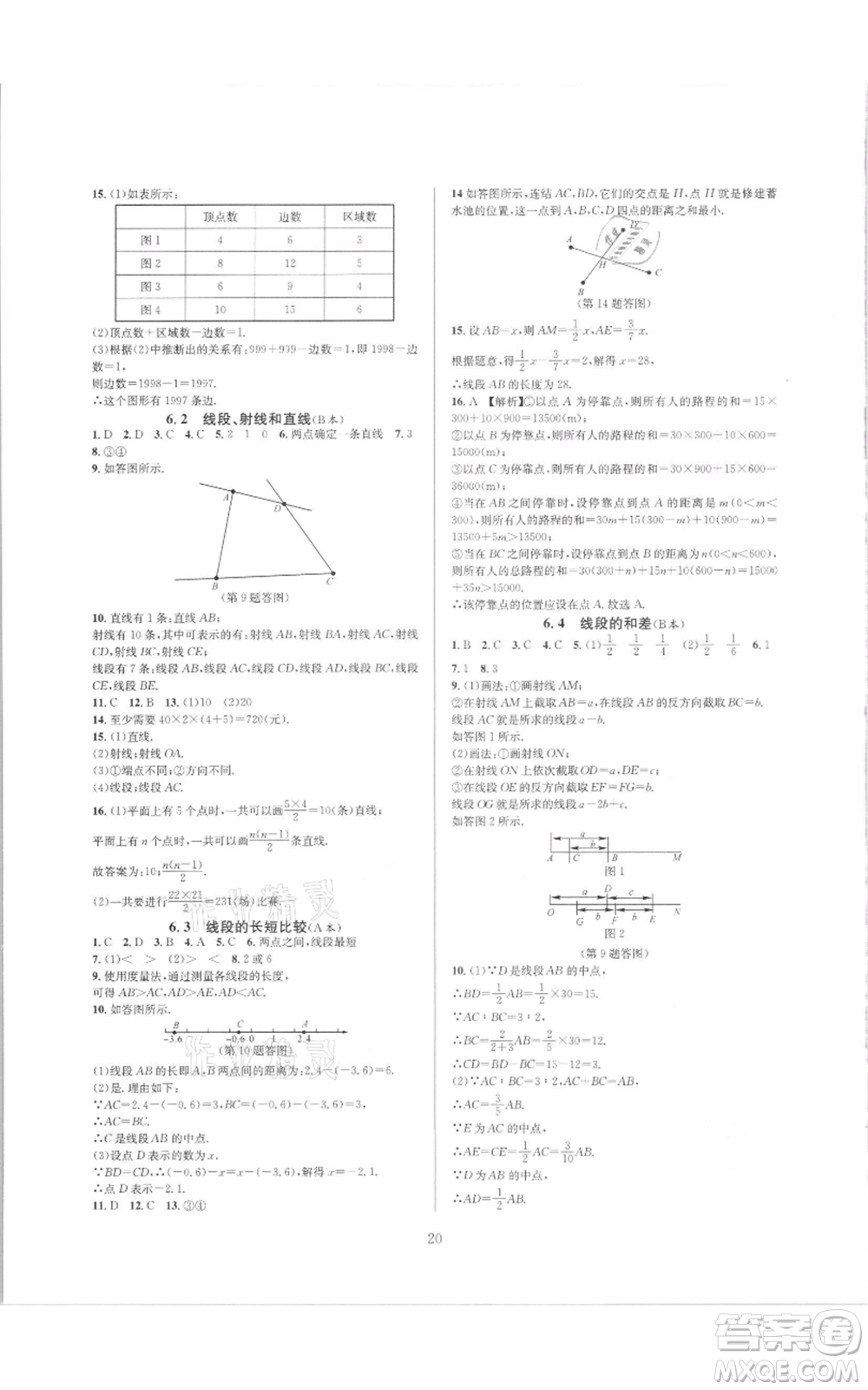 浙江教育出版社2021全優(yōu)新同步七年級上冊數(shù)學(xué)浙教版參考答案