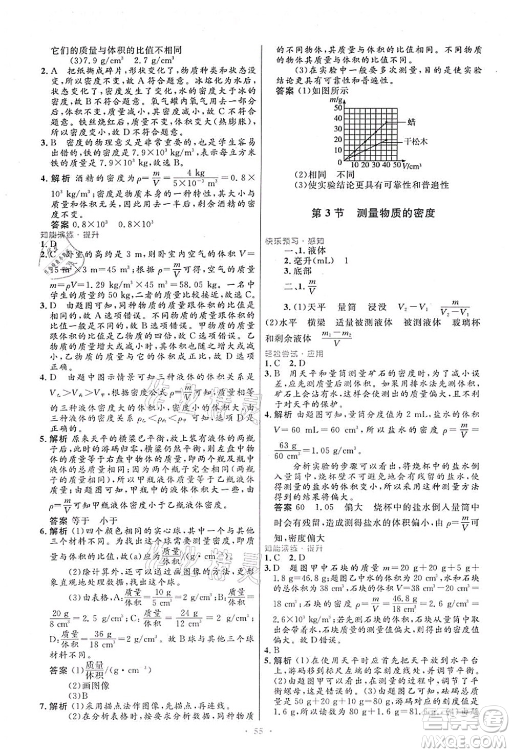 人民教育出版社2021初中同步測(cè)控優(yōu)化設(shè)計(jì)八年級(jí)物理上冊(cè)人教版答案