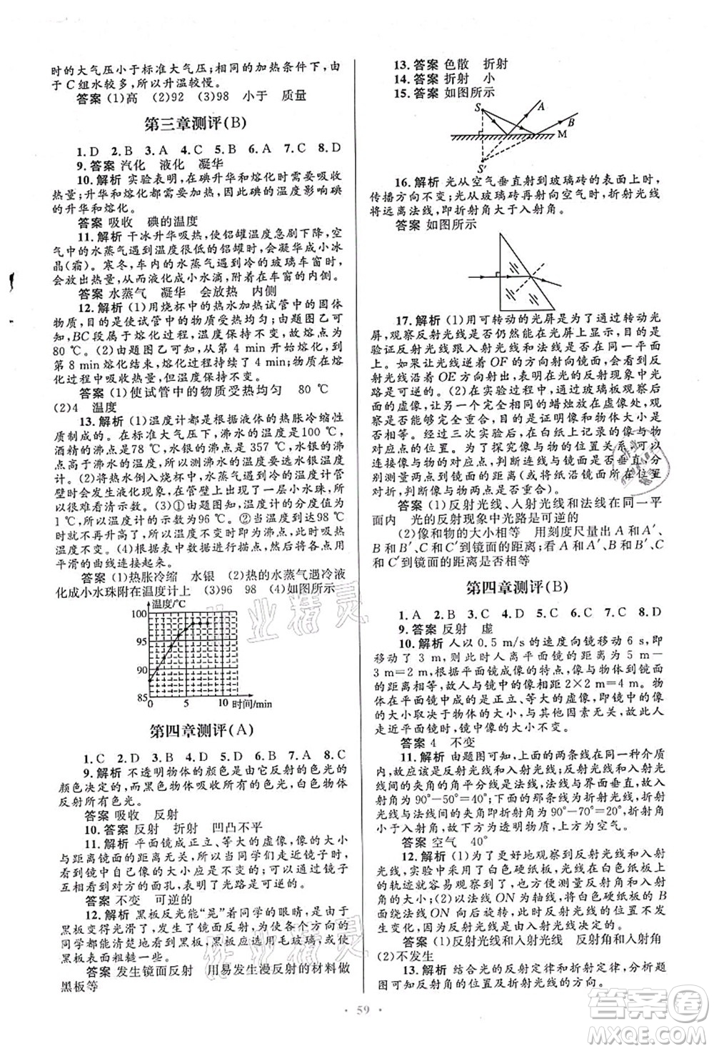 人民教育出版社2021初中同步測(cè)控優(yōu)化設(shè)計(jì)八年級(jí)物理上冊(cè)人教版答案