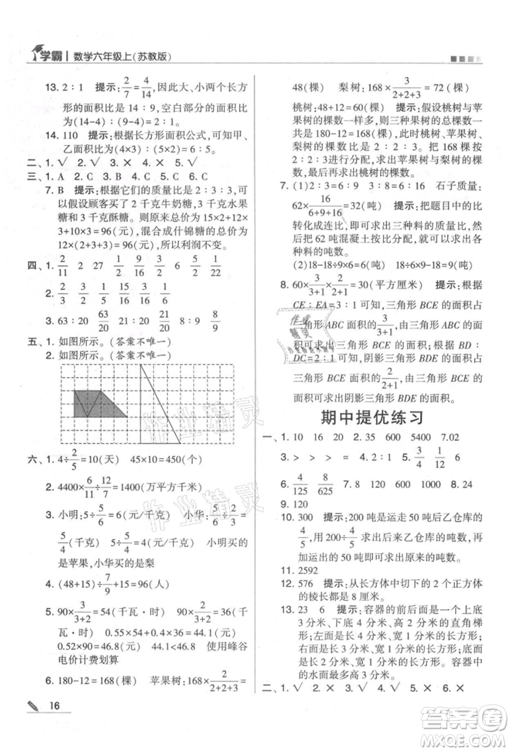 甘肅少年兒童出版社2021經(jīng)綸學(xué)典學(xué)霸六年級(jí)上冊(cè)數(shù)學(xué)蘇教版參考答案