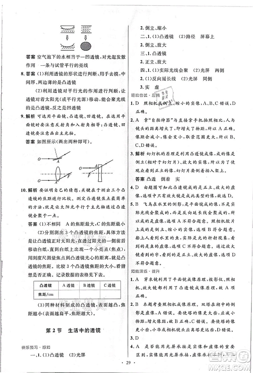 人民教育出版社2021初中同步測控優(yōu)化設計八年級物理上冊精編版答案