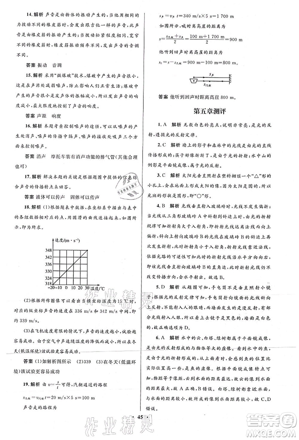 北京師范大學(xué)出版社2021初中同步測控優(yōu)化設(shè)計八年級物理上冊北師大版答案