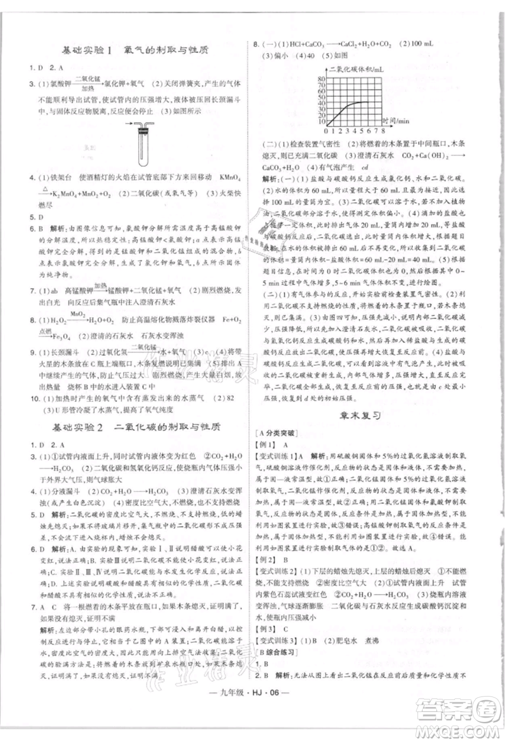 寧夏人民教育出版社2021經(jīng)綸學(xué)典學(xué)霸題中題九年級(jí)上冊(cè)化學(xué)滬教版參考答案