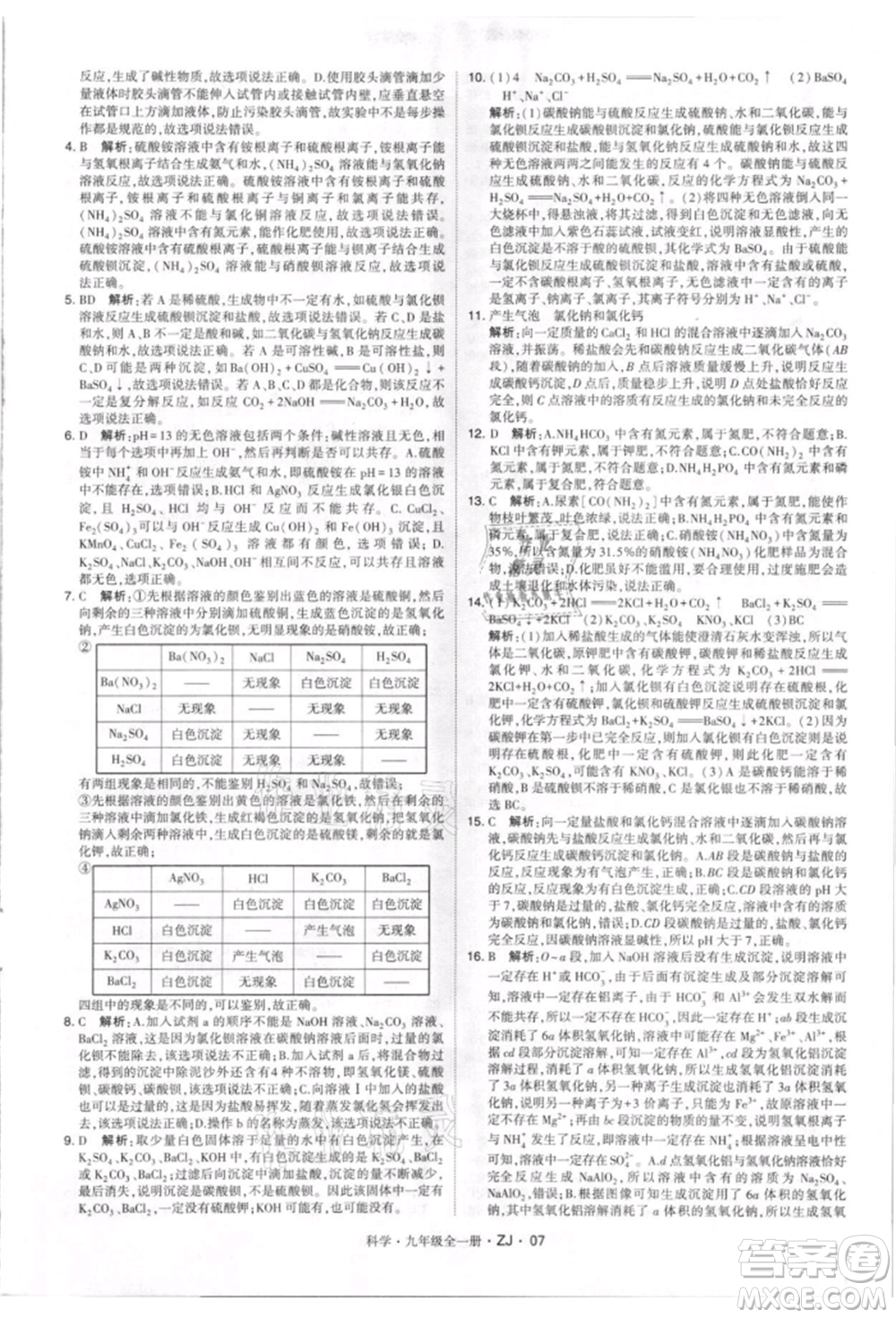 寧夏人民教育出版社2021經(jīng)綸學(xué)典學(xué)霸題中題九年級(jí)上冊(cè)科學(xué)浙教版參考答案