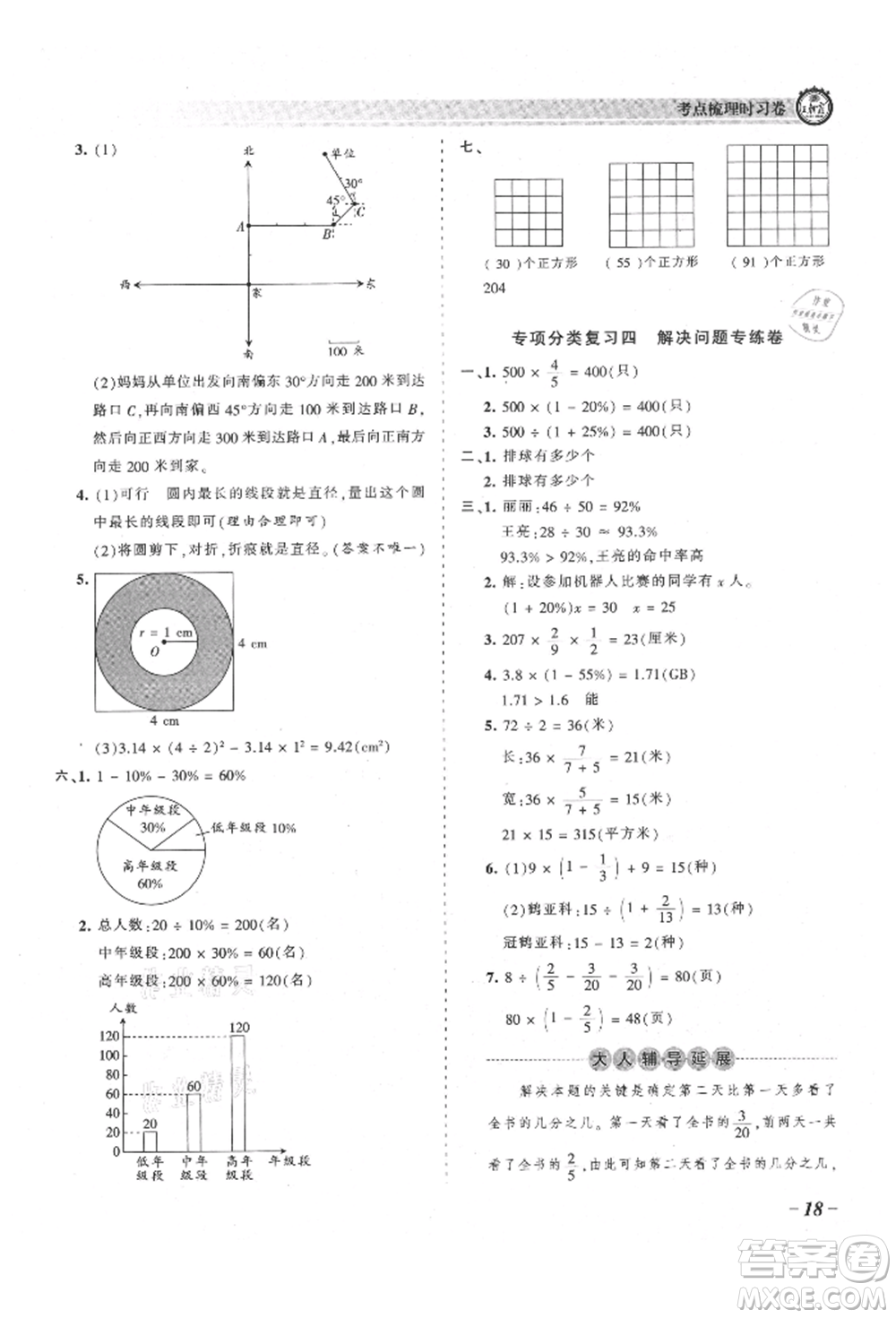 江西人民出版社2021王朝霞考點梳理時習卷六年級上冊數(shù)學(xué)人教版參考答案