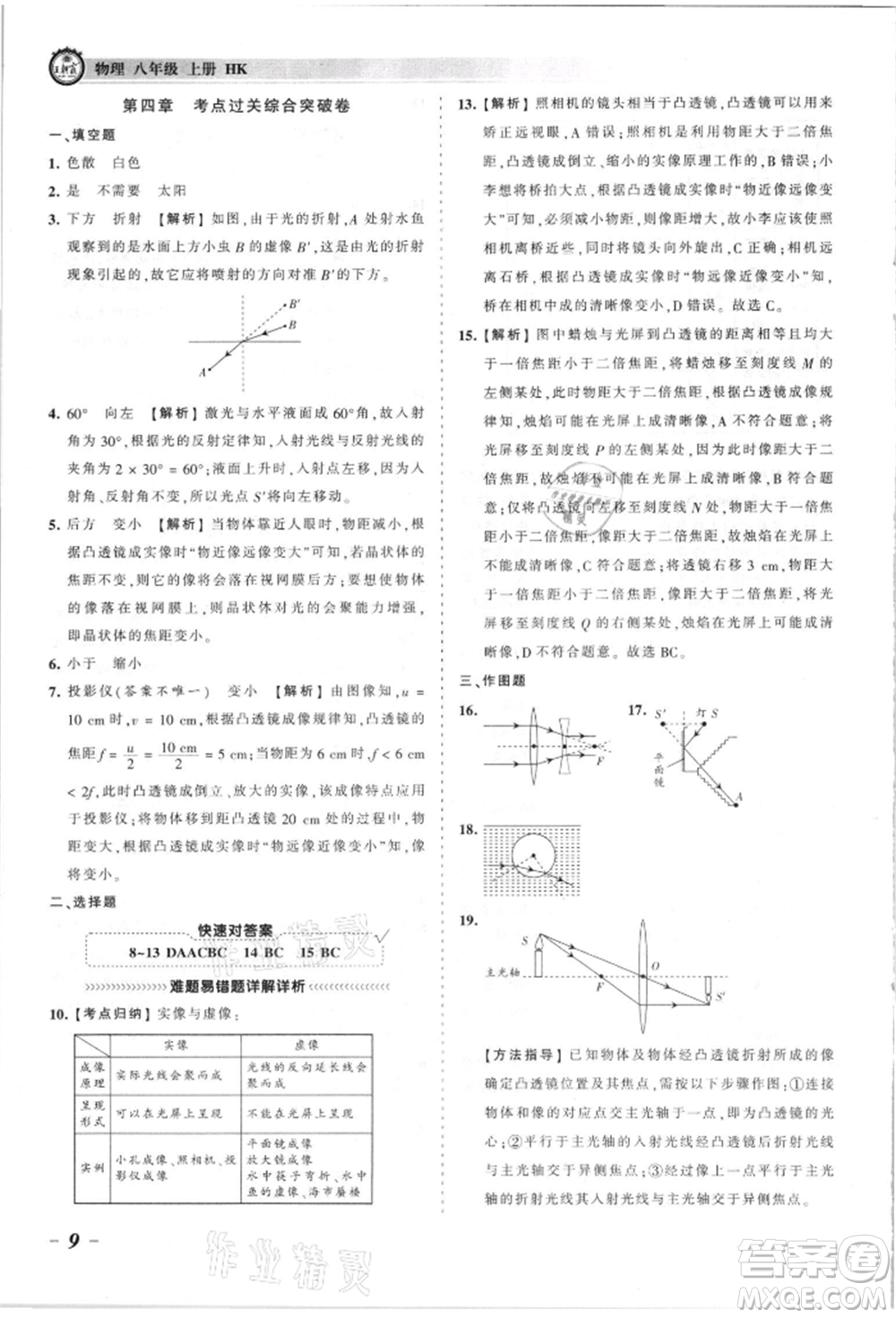 江西人民出版社2021王朝霞考點梳理時習(xí)卷八年級上冊物理人教版參考答案