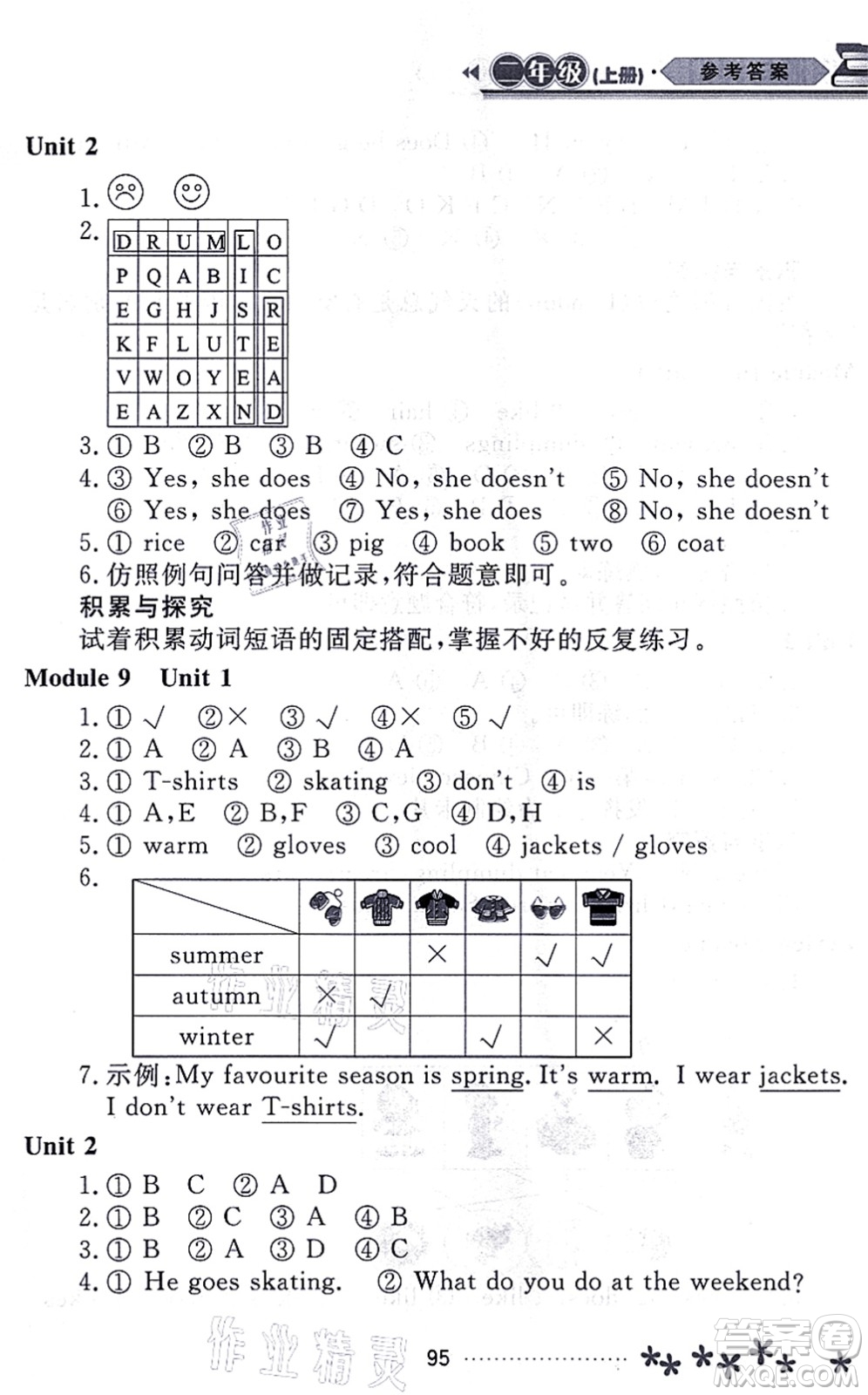 黑龍江教育出版社2021資源與評(píng)價(jià)二年級(jí)英語(yǔ)上冊(cè)外研版大慶專版答案