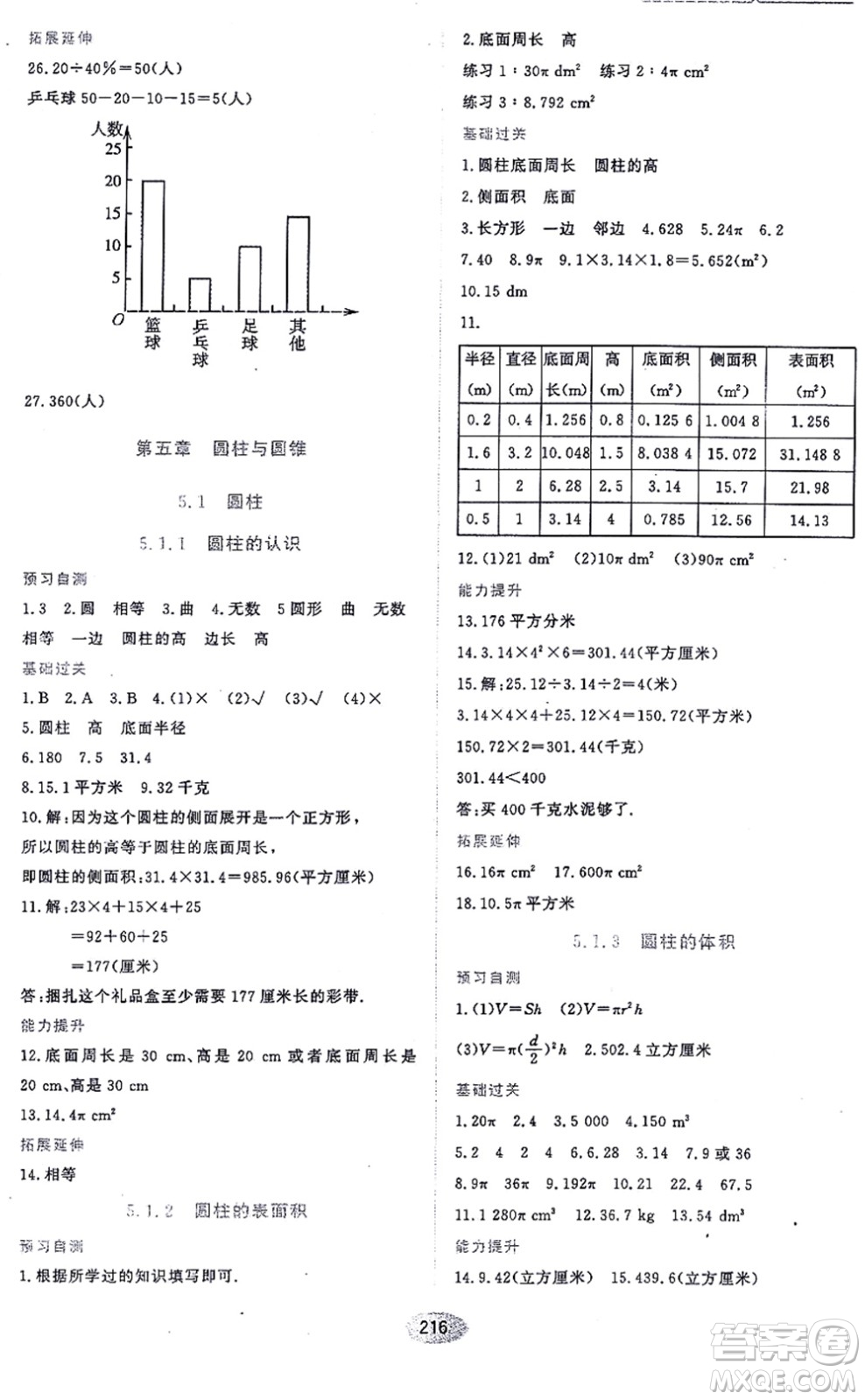 黑龍江教育出版社2021資源與評價(jià)六年級數(shù)學(xué)上冊五四學(xué)制人教版答案