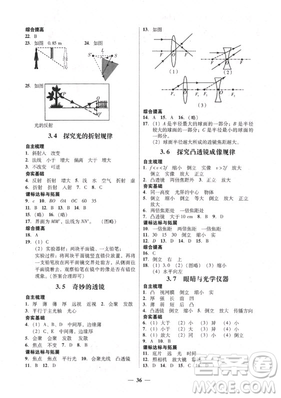 廣東經(jīng)濟(jì)出版社2021學(xué)考精練八年級上冊物理滬粵版答案