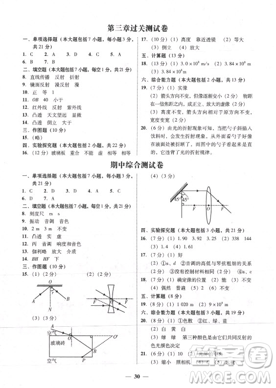 廣東經(jīng)濟(jì)出版社2021學(xué)考精練八年級上冊物理滬粵版答案