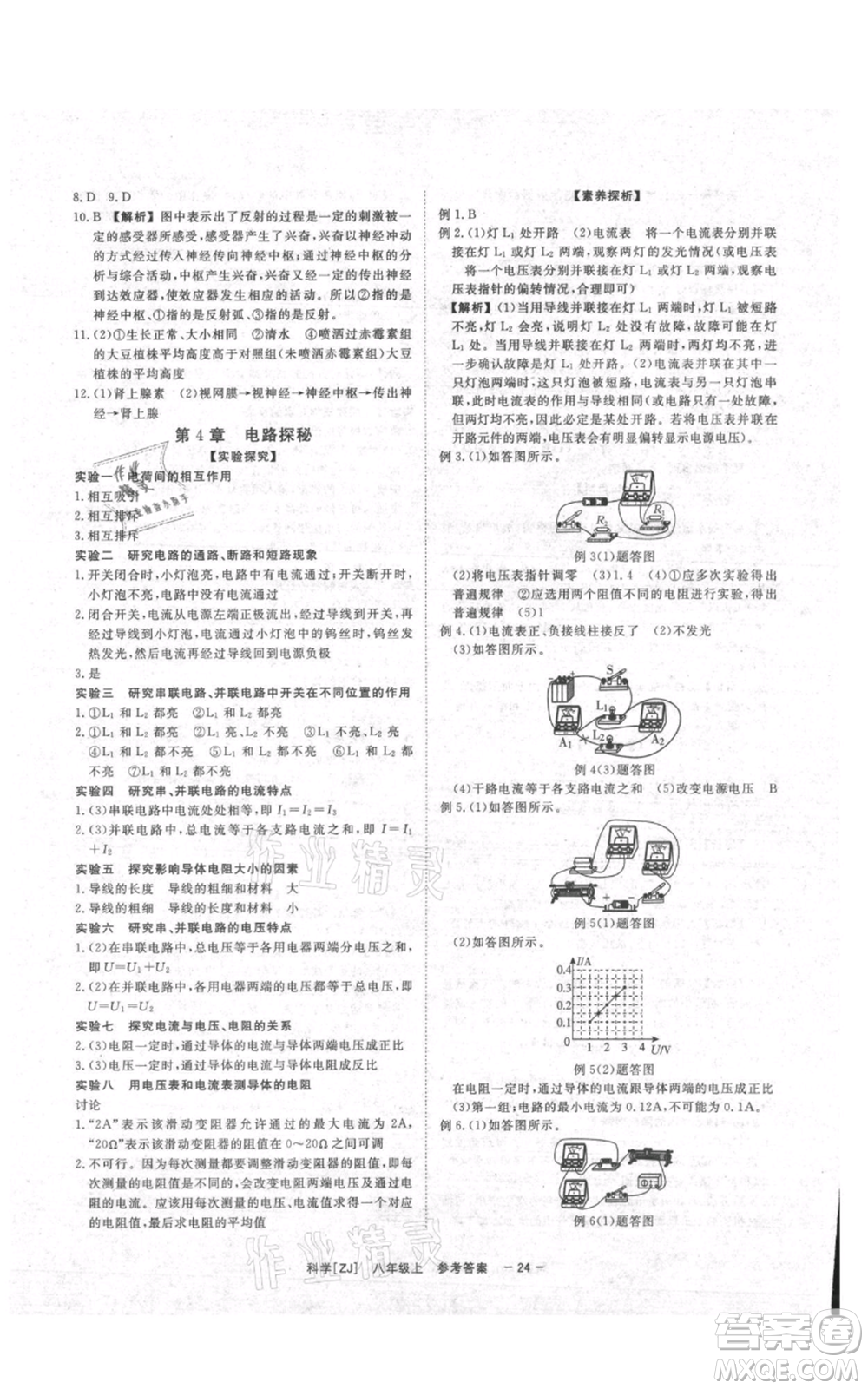 光明日?qǐng)?bào)出版社2021全效學(xué)習(xí)課時(shí)提優(yōu)八年級(jí)上冊(cè)科學(xué)浙教版精華版參考答案