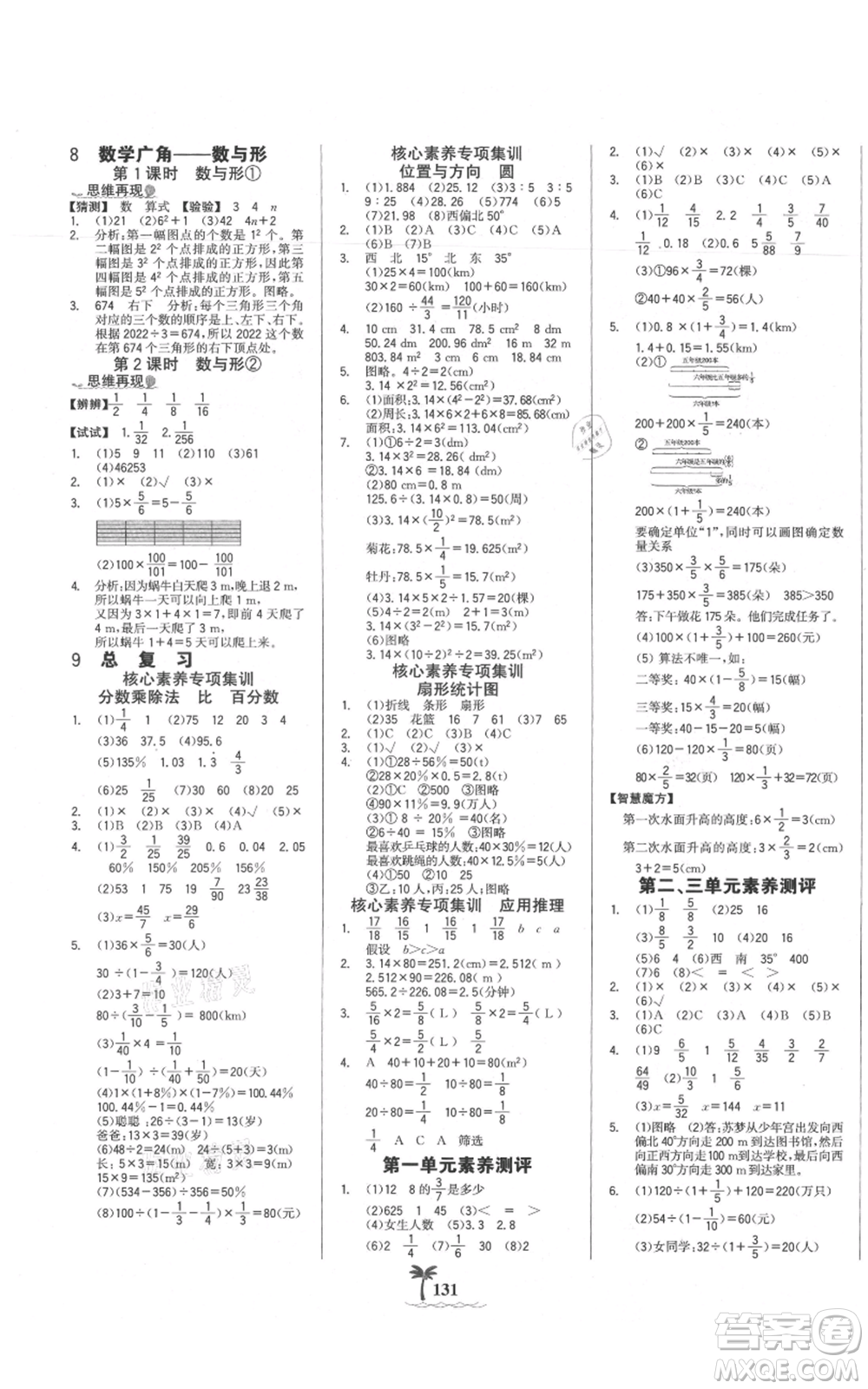 延邊大學(xué)出版社2021世紀(jì)金榜金榜小博士課時(shí)提優(yōu)作業(yè)六年級(jí)上冊(cè)數(shù)學(xué)人教版參考答案