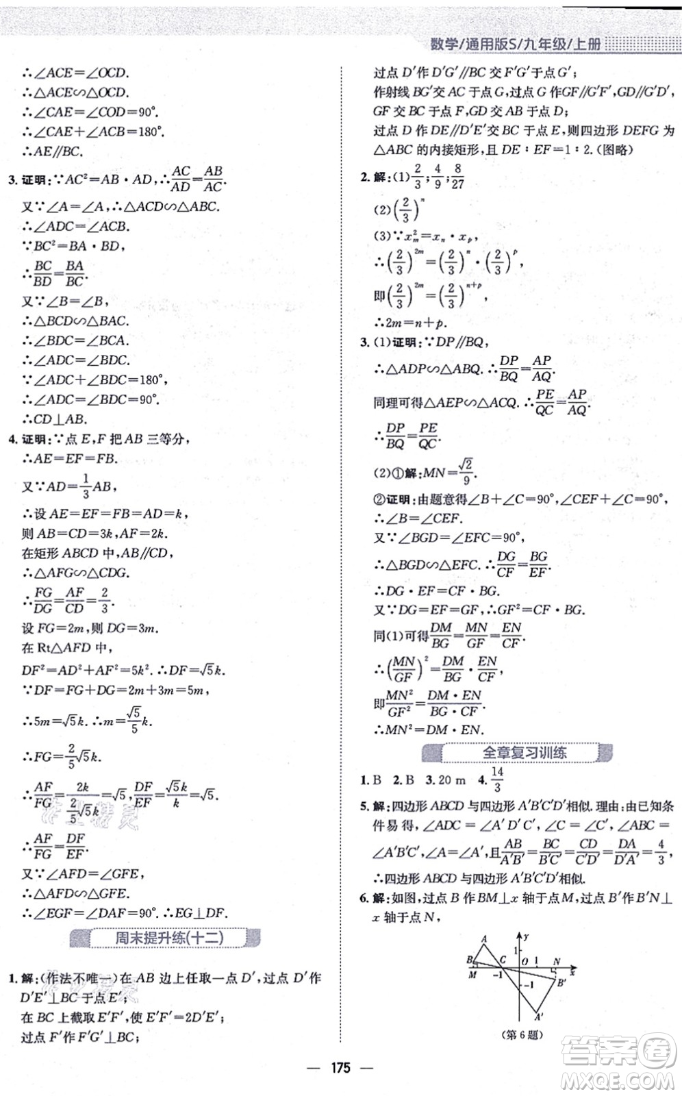 安徽教育出版社2021新編基礎(chǔ)訓(xùn)練九年級數(shù)學(xué)上冊通用版S答案