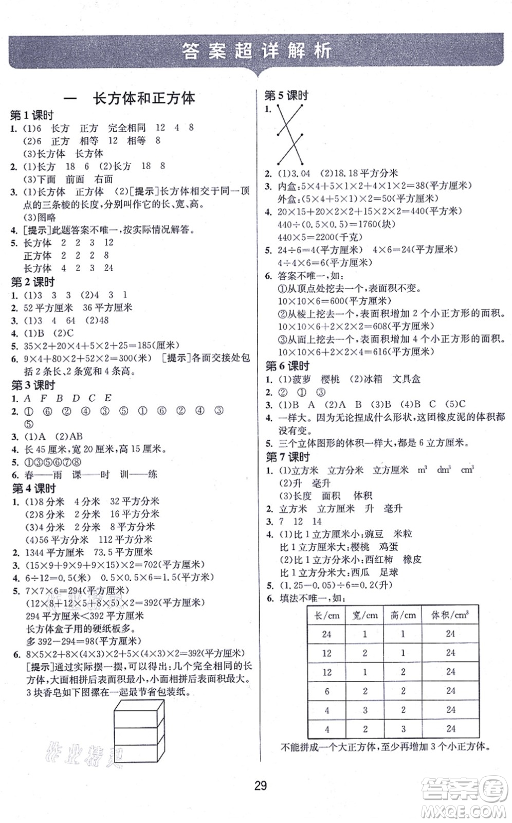 江蘇人民出版社2021春雨教育課時訓練六年級數學上冊JSJY江蘇教育版答案