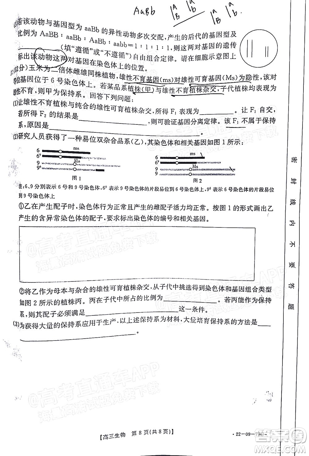 2022屆江西金太陽高三10月聯(lián)考生物試卷及答案