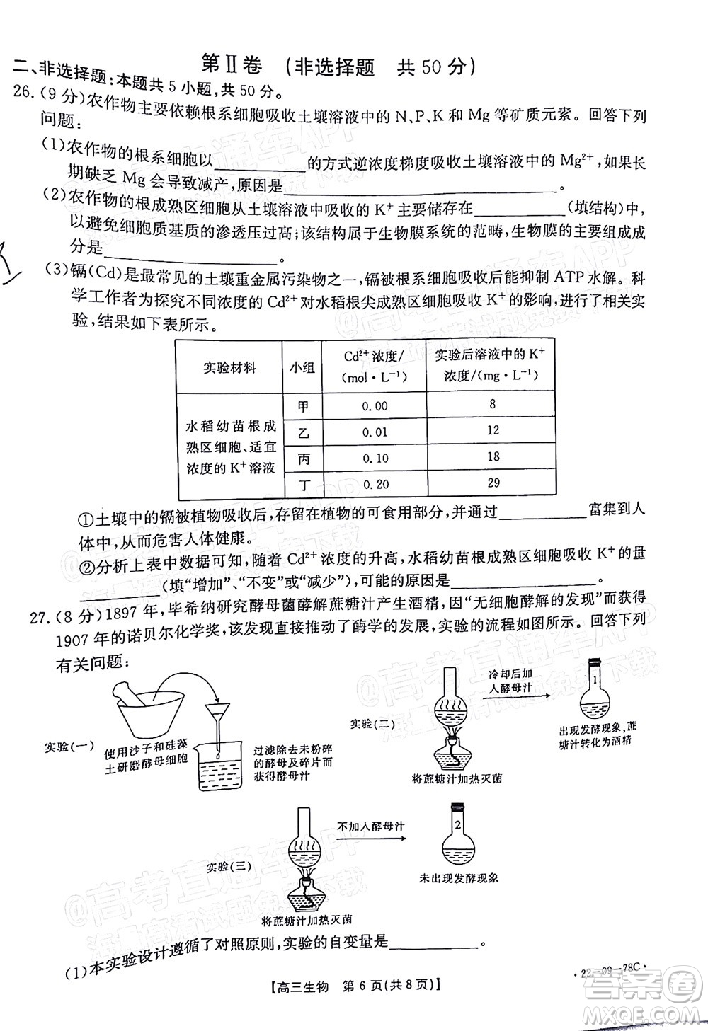 2022屆江西金太陽高三10月聯(lián)考生物試卷及答案