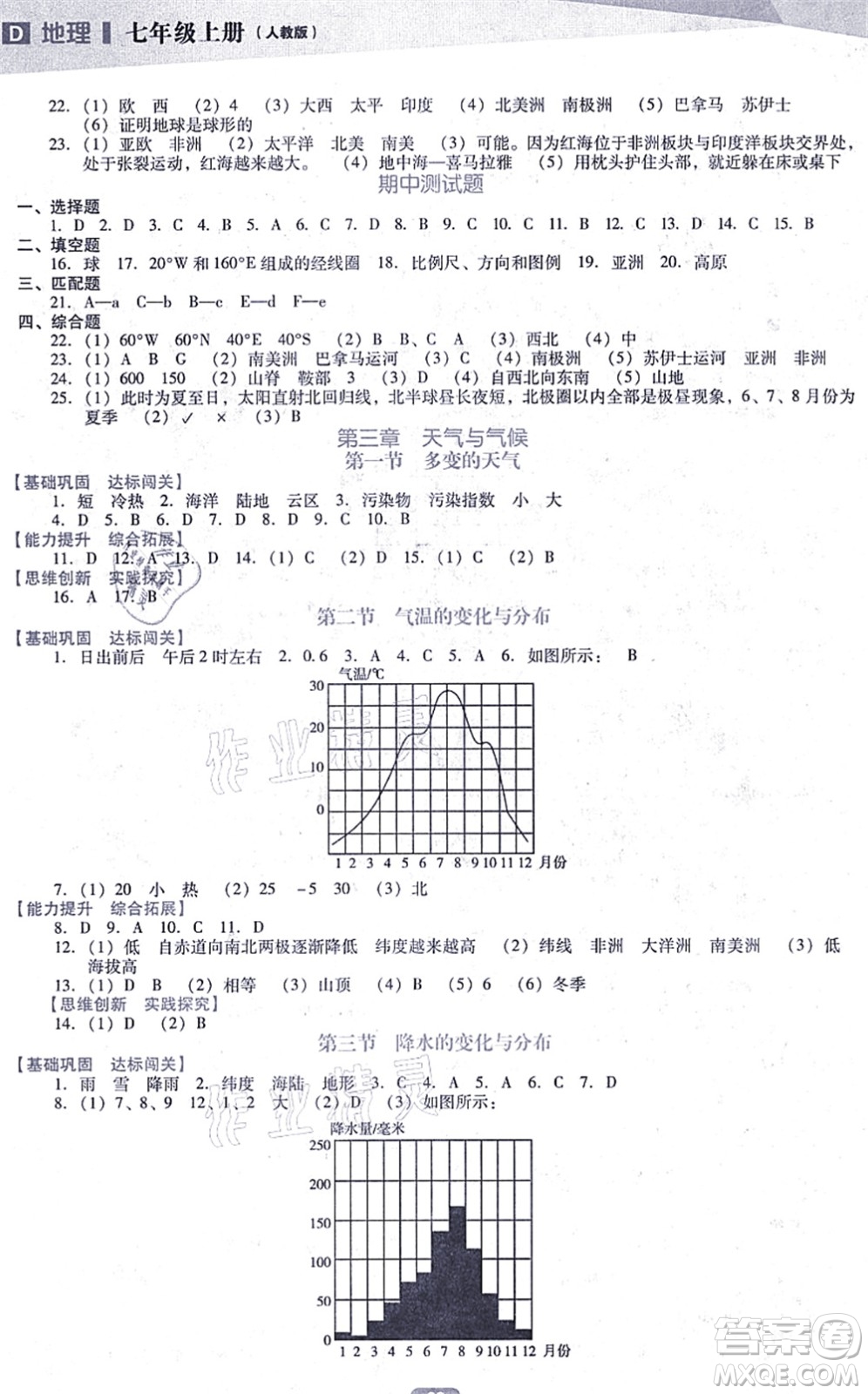 遼海出版社2021新課程地理能力培養(yǎng)七年級上冊人教版D版答案