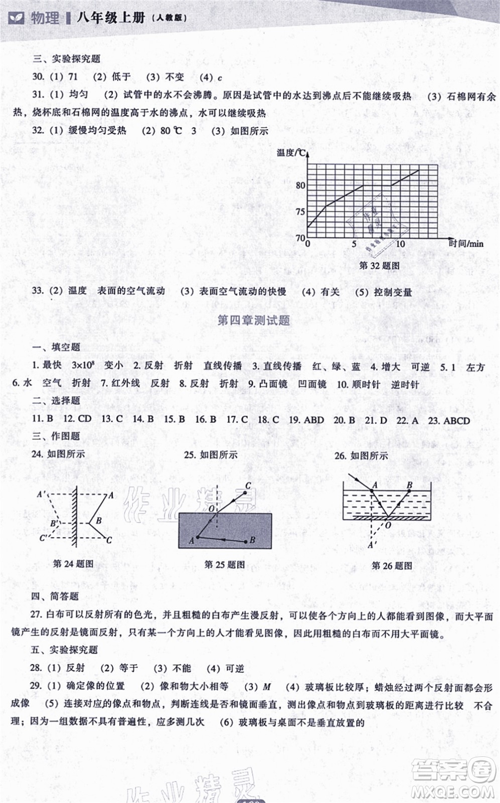 遼海出版社2021新課程物理能力培養(yǎng)八年級上冊人教版答案