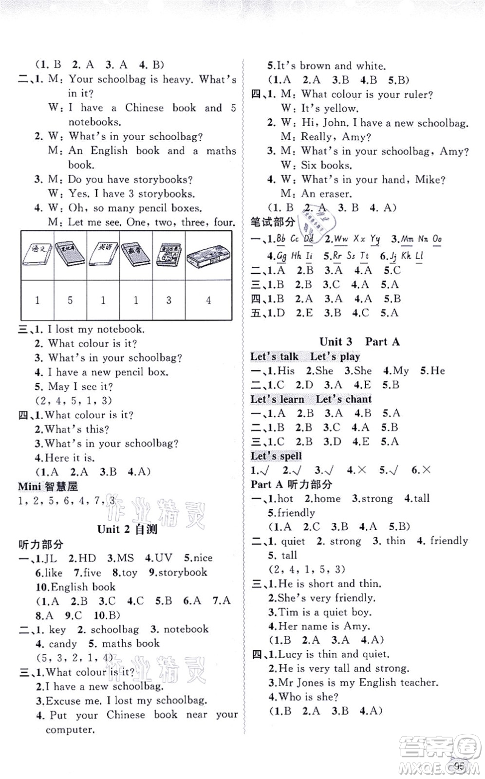 廣西教育出版社2021新課程學(xué)習(xí)與測(cè)評(píng)同步學(xué)習(xí)四年級(jí)英語上冊(cè)人教版答案