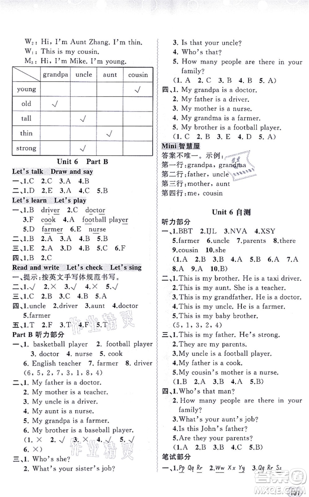 廣西教育出版社2021新課程學(xué)習(xí)與測(cè)評(píng)同步學(xué)習(xí)四年級(jí)英語上冊(cè)人教版答案