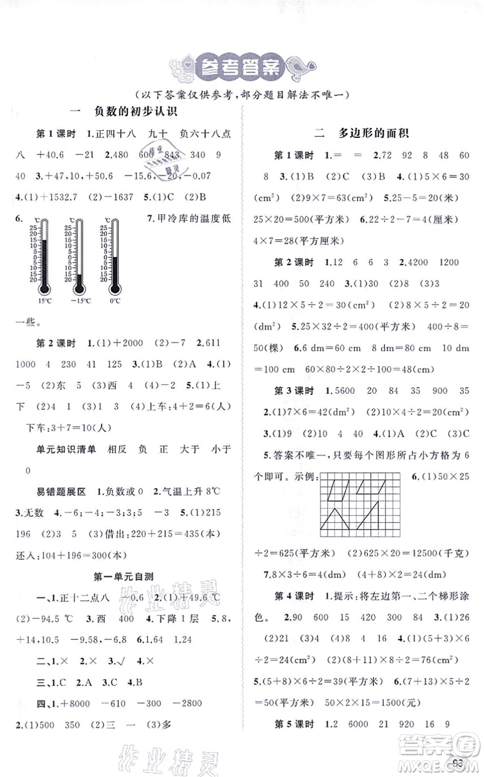 廣西教育出版社2021新課程學(xué)習(xí)與測評同步學(xué)習(xí)五年級數(shù)學(xué)上冊蘇教版答案