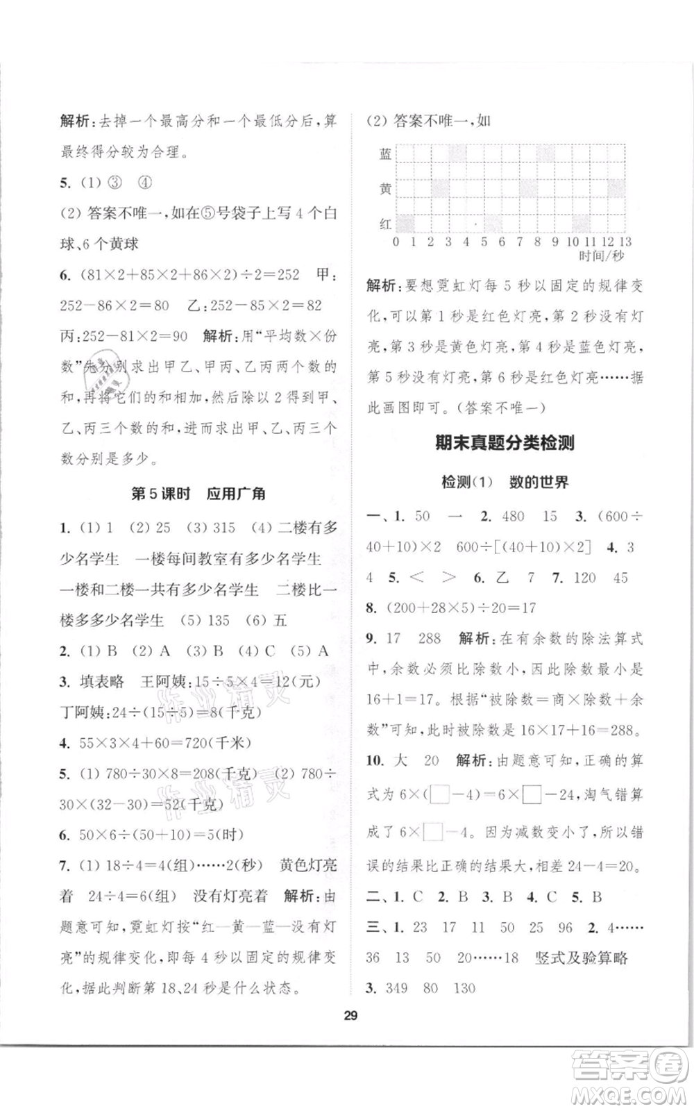 蘇州大學出版社2021金鑰匙1+1課時作業(yè)四年級上冊數(shù)學江蘇版參考答案