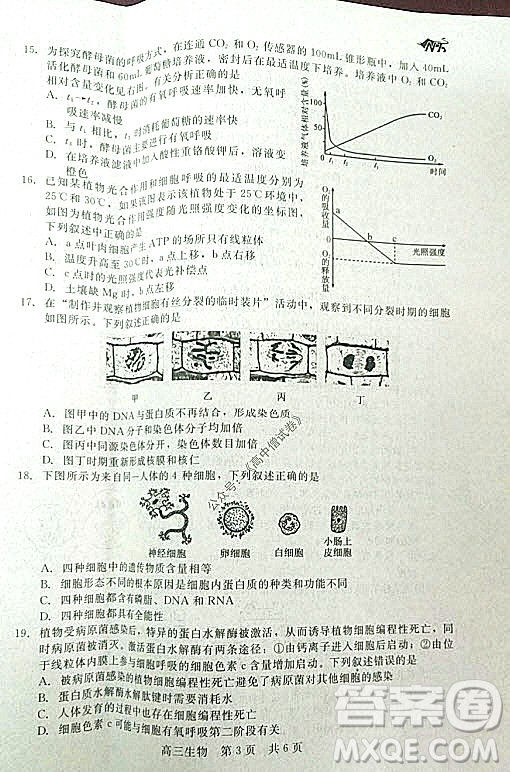 陜西十校聯(lián)考2021-2022學(xué)年第一學(xué)期高三階段測試卷生物全國卷試題及答案