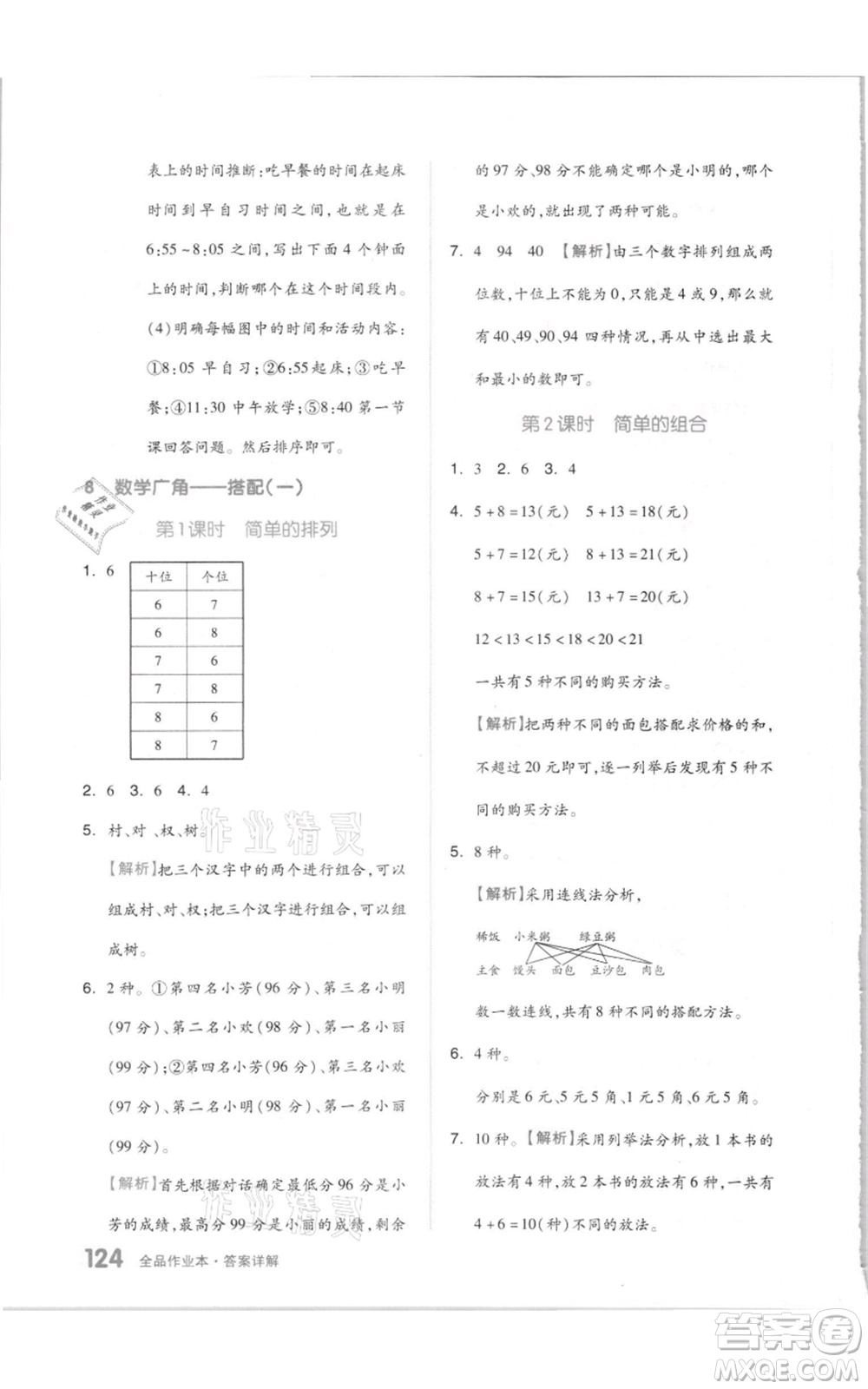 天津人民出版社2021全品作業(yè)本二年級(jí)上冊(cè)數(shù)學(xué)人教版參考答案