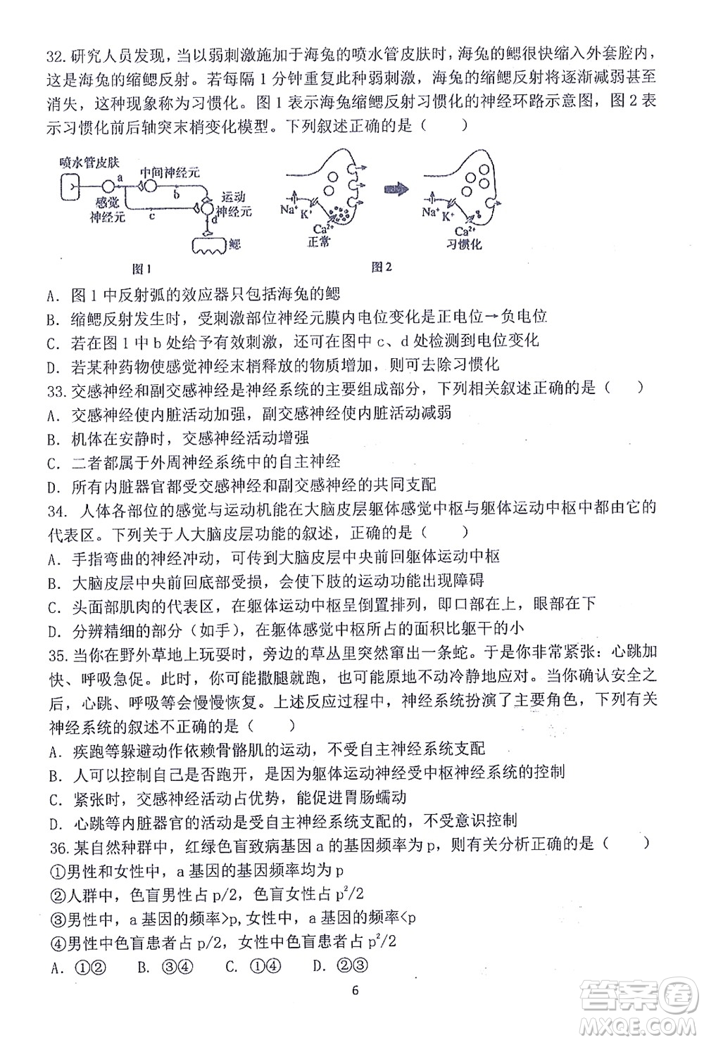 哈三中2021-2022學(xué)年度上學(xué)期高二學(xué)年10月階段性測試生物試卷及答案