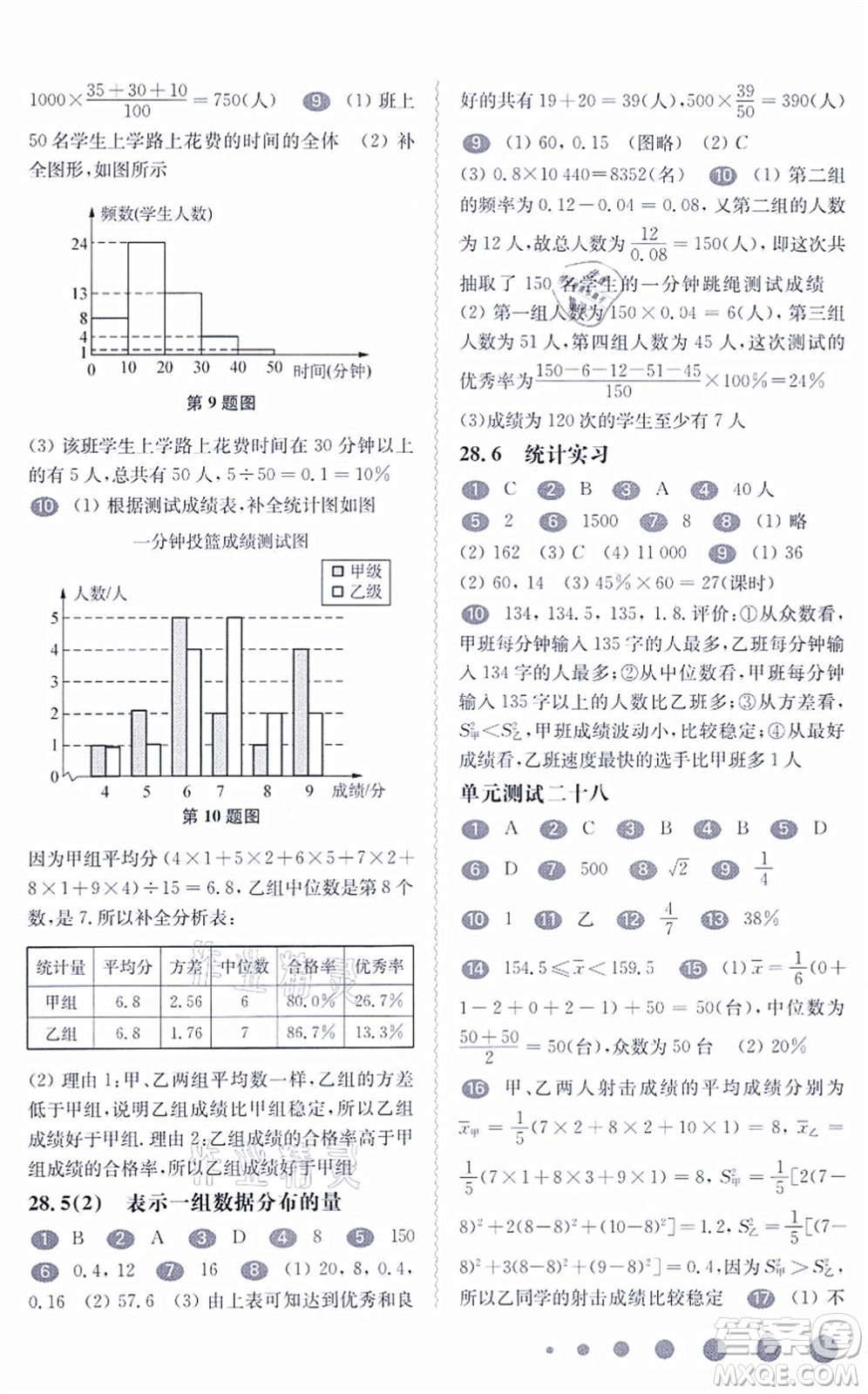 華東師范大學(xué)出版社2021一課一練九年級數(shù)學(xué)全一冊華東師大版答案