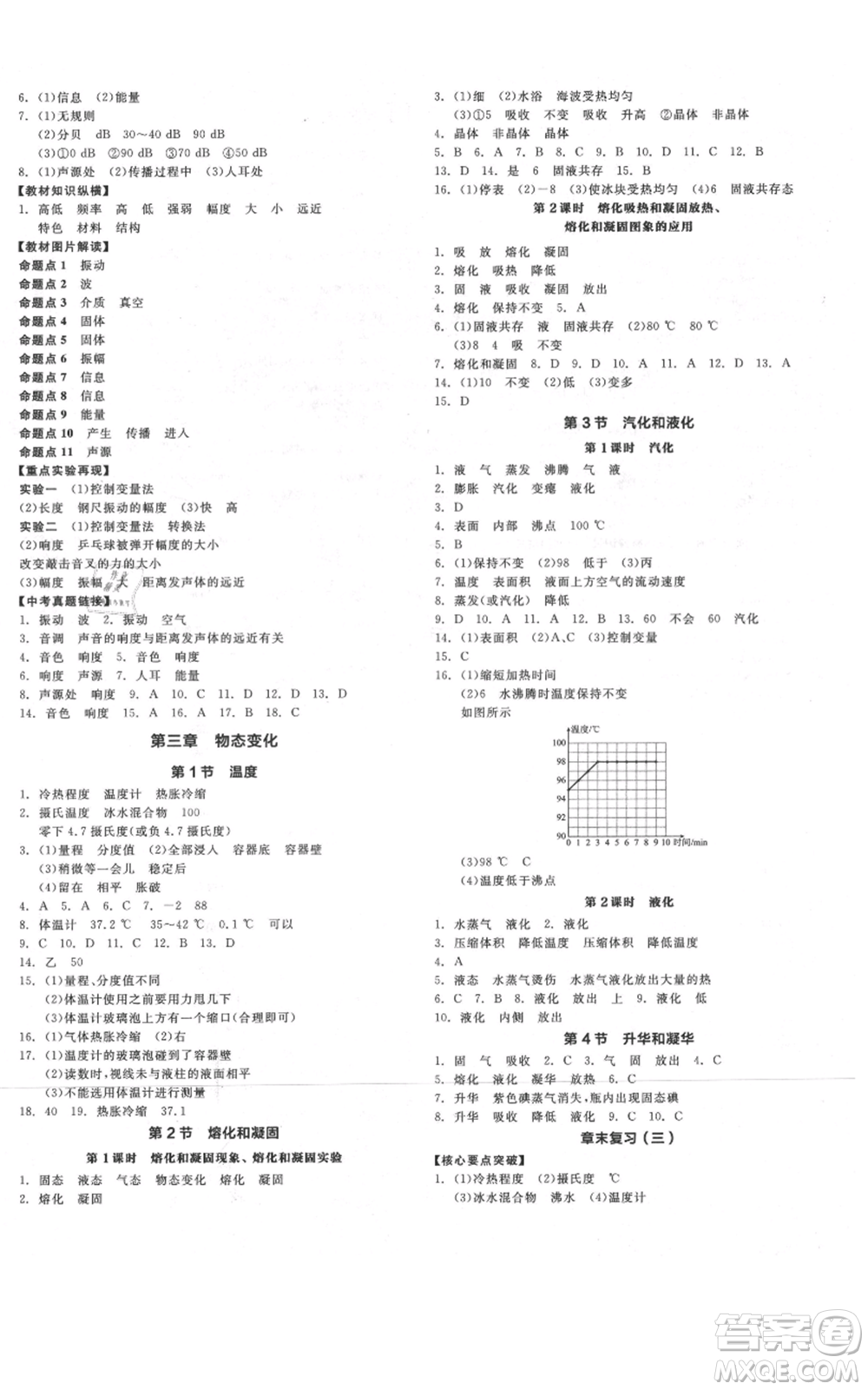 天津人民出版社2021全品作業(yè)本八年級(jí)上冊(cè)物理人教版河南專版參考答案