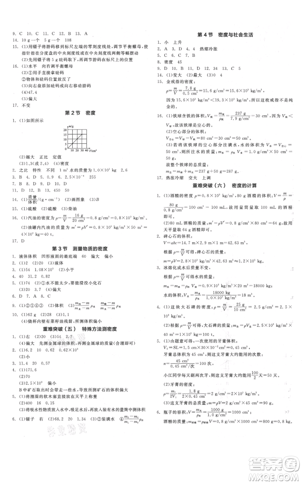 天津人民出版社2021全品作業(yè)本八年級(jí)上冊(cè)物理人教版河南專版參考答案