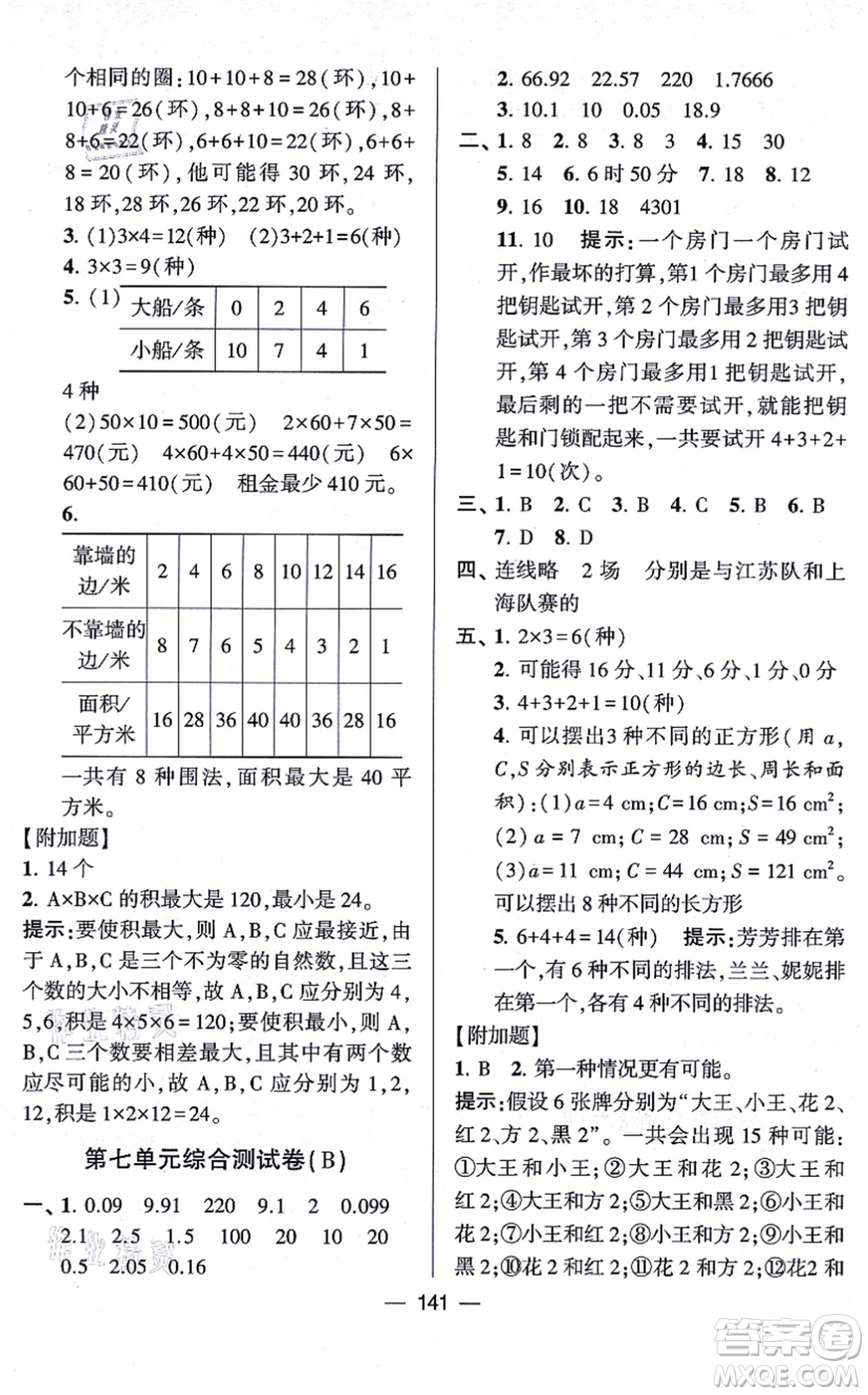 寧夏人民教育出版社2021學(xué)霸提優(yōu)大試卷五年級(jí)數(shù)學(xué)上冊(cè)江蘇國(guó)標(biāo)版答案