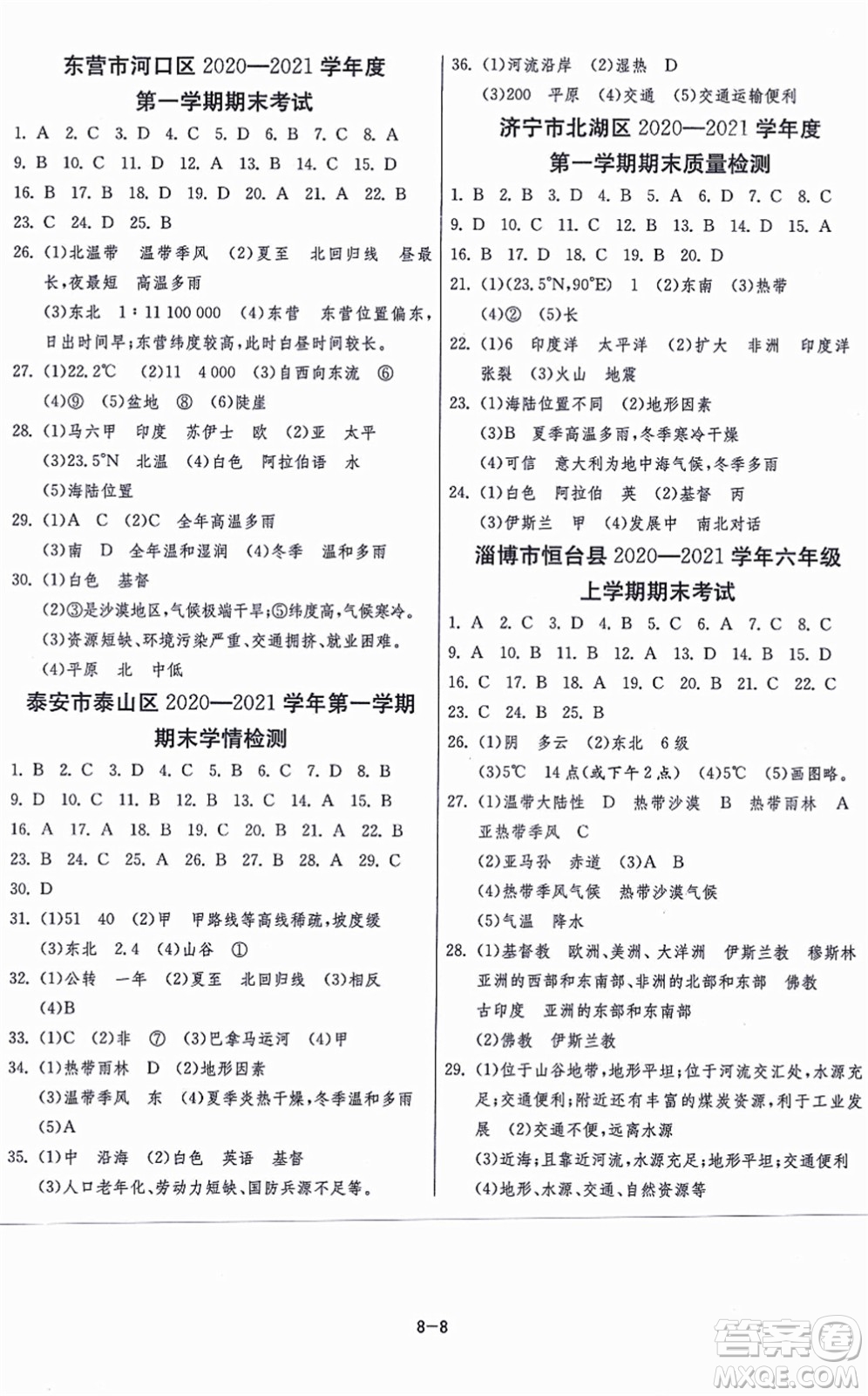 江蘇人民出版社2021秋1課3練學(xué)霸提優(yōu)訓(xùn)練六年級(jí)地理上冊(cè)五四制SDJY魯教版答案