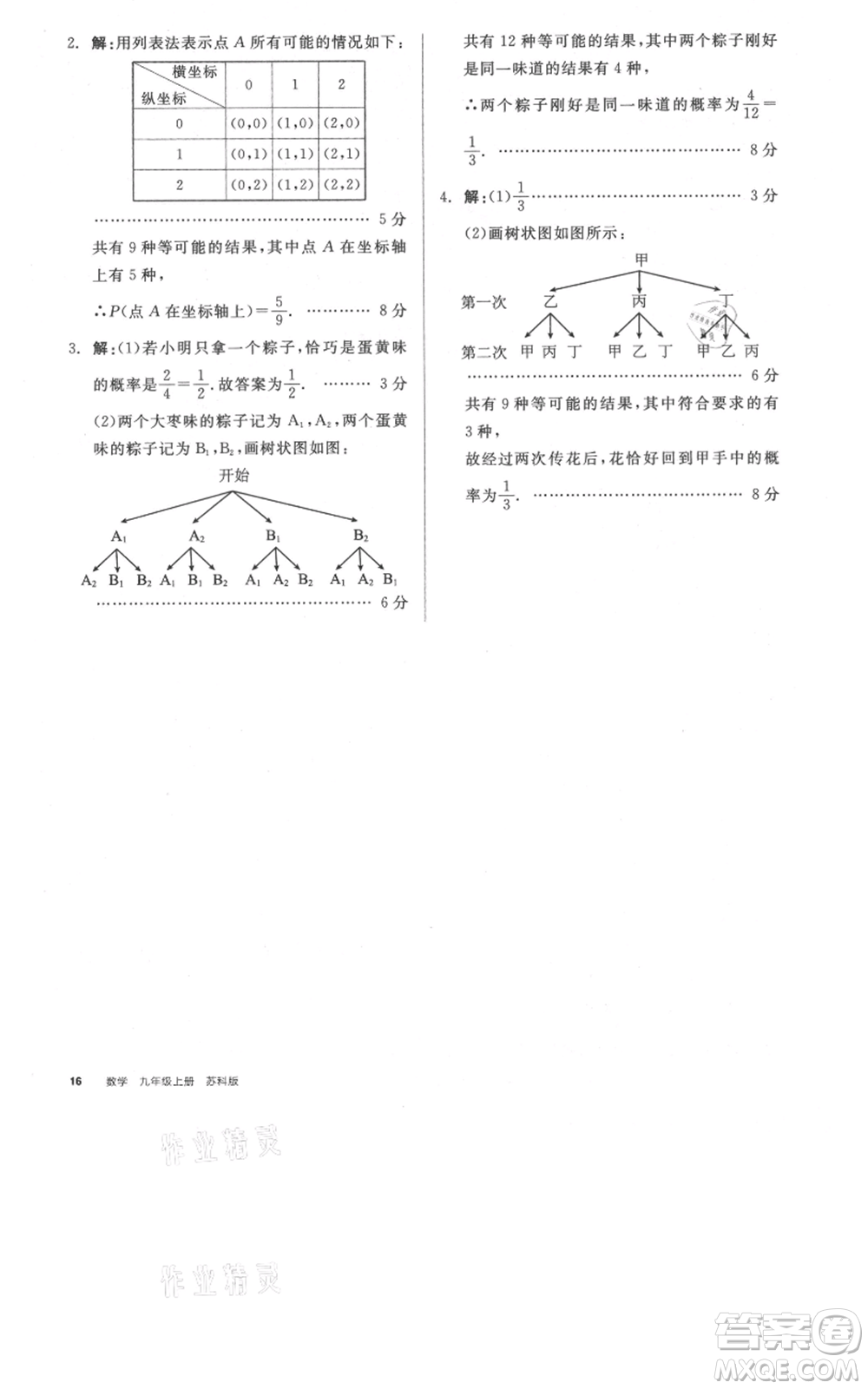 陽光出版社2021全品作業(yè)本九年級上冊數(shù)學(xué)蘇科版參考答案