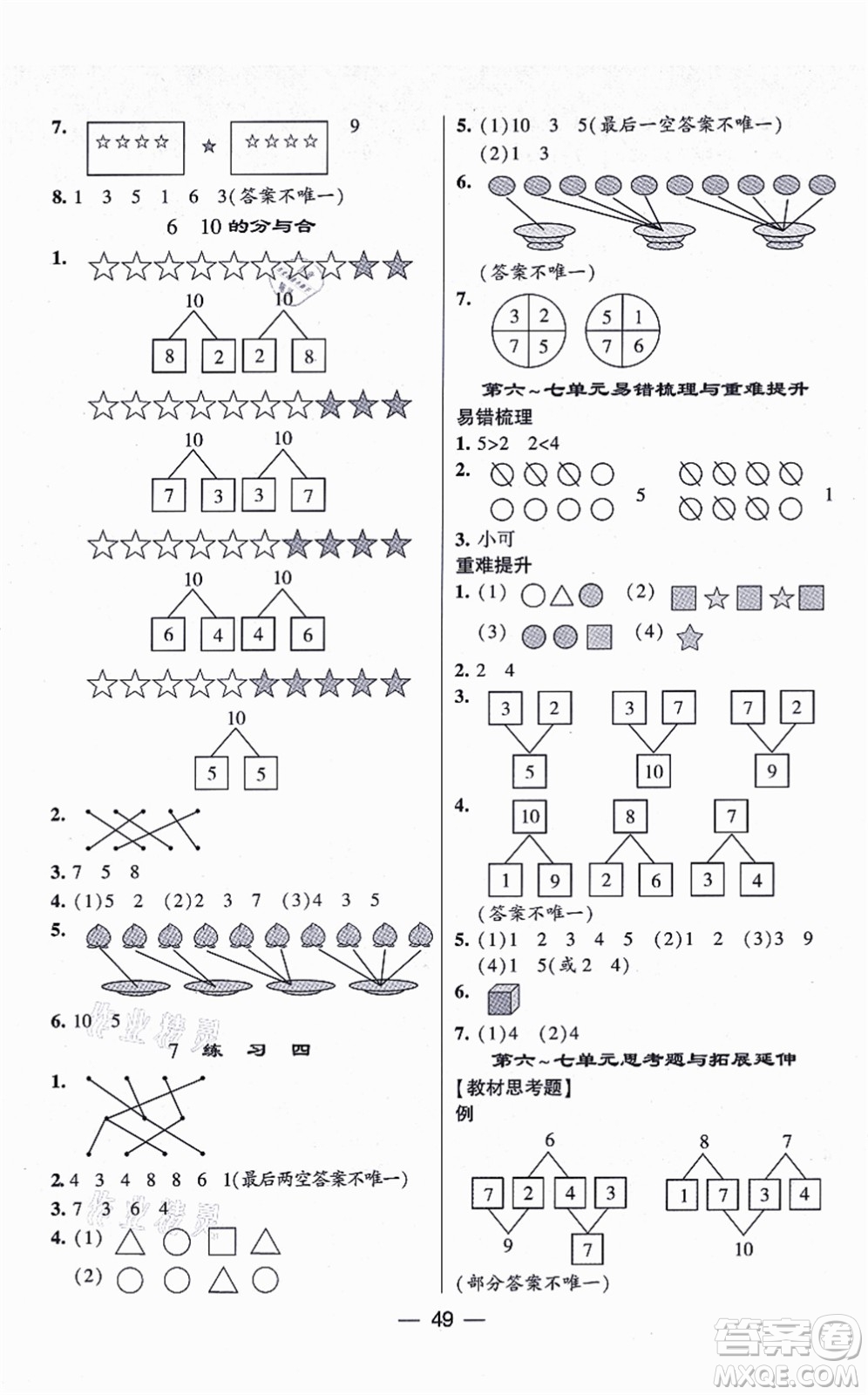 河海大學(xué)出版社2021棒棒堂學(xué)霸提優(yōu)課時(shí)作業(yè)一年級(jí)數(shù)學(xué)上冊(cè)SJ蘇教版答案