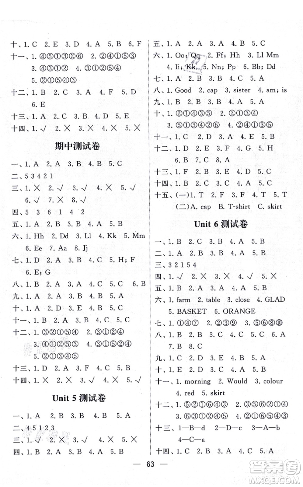 河海大學(xué)出版社2021棒棒堂學(xué)霸提優(yōu)課時作業(yè)三年級英語上冊江蘇專版答案