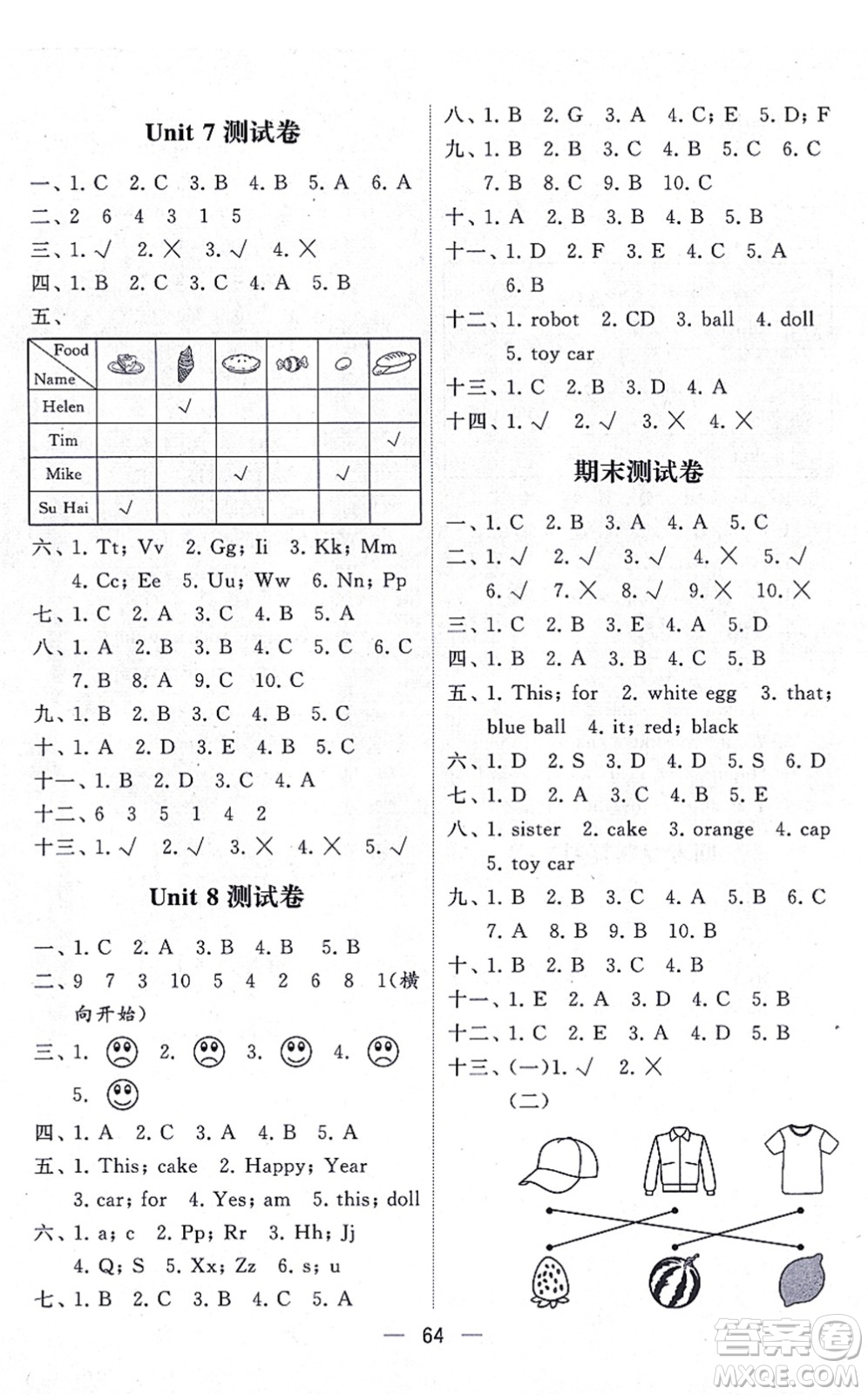 河海大學(xué)出版社2021棒棒堂學(xué)霸提優(yōu)課時作業(yè)三年級英語上冊江蘇專版答案