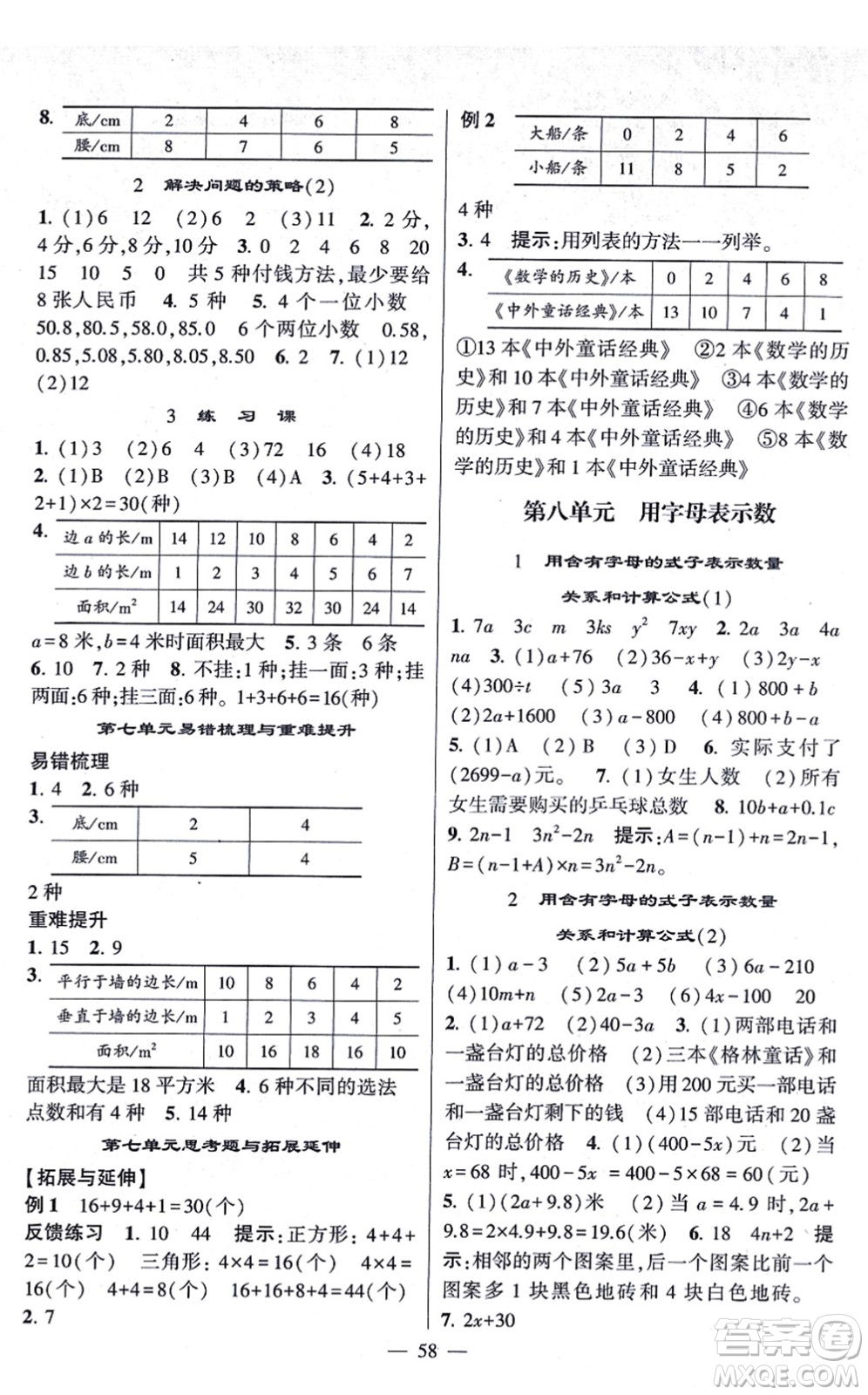 河海大學(xué)出版社2021棒棒堂學(xué)霸提優(yōu)課時(shí)作業(yè)五年級數(shù)學(xué)上冊SJ蘇教版答案