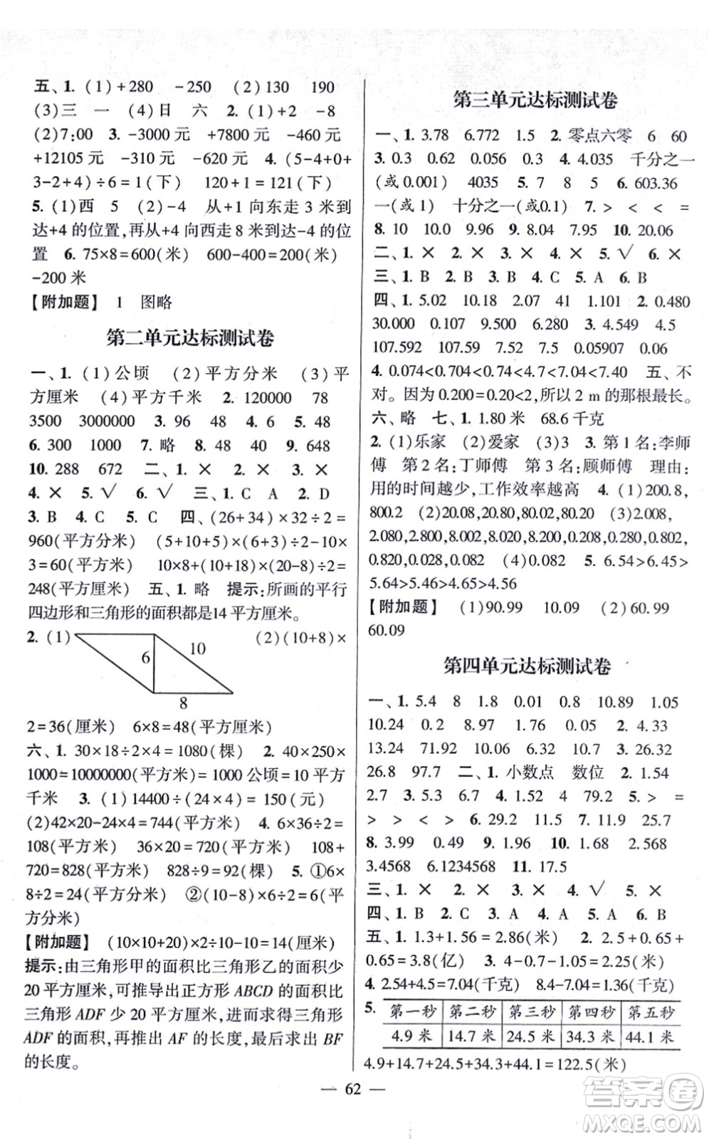 河海大學(xué)出版社2021棒棒堂學(xué)霸提優(yōu)課時(shí)作業(yè)五年級數(shù)學(xué)上冊SJ蘇教版答案