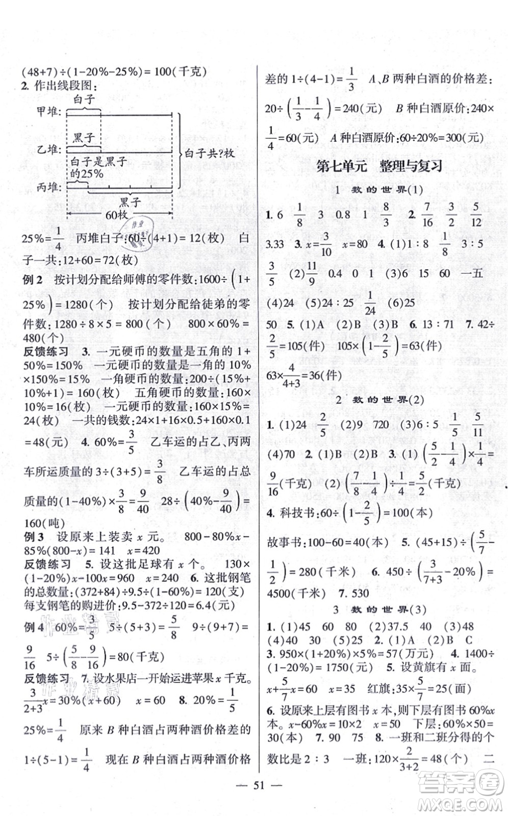 河海大學(xué)出版社2021棒棒堂學(xué)霸提優(yōu)課時(shí)作業(yè)六年級(jí)數(shù)學(xué)上冊(cè)SJ蘇教版答案