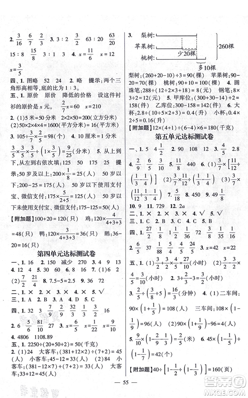 河海大學(xué)出版社2021棒棒堂學(xué)霸提優(yōu)課時(shí)作業(yè)六年級(jí)數(shù)學(xué)上冊(cè)SJ蘇教版答案