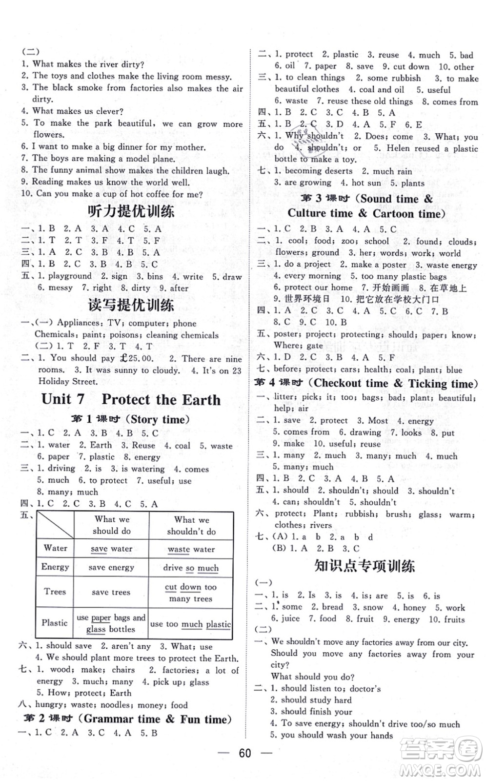 河海大學(xué)出版社2021棒棒堂學(xué)霸提優(yōu)課時(shí)作業(yè)六年級(jí)英語上冊江蘇專版答案