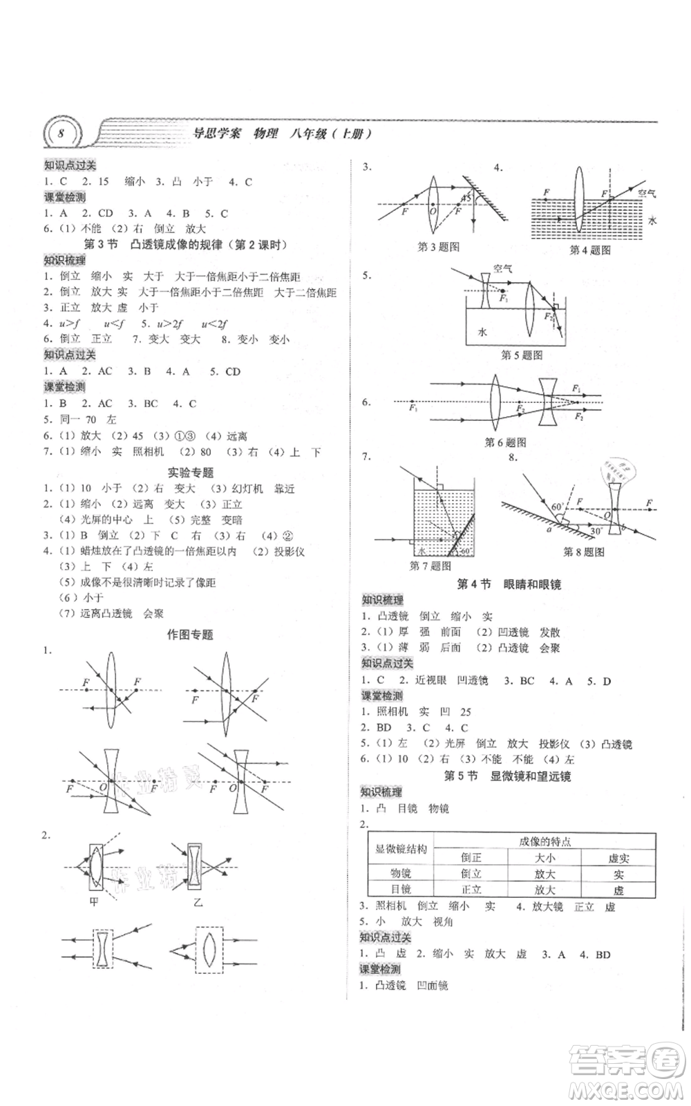 廣州出版社2021導(dǎo)思學(xué)案八年級(jí)上冊(cè)物理人教版深圳專版參考答案